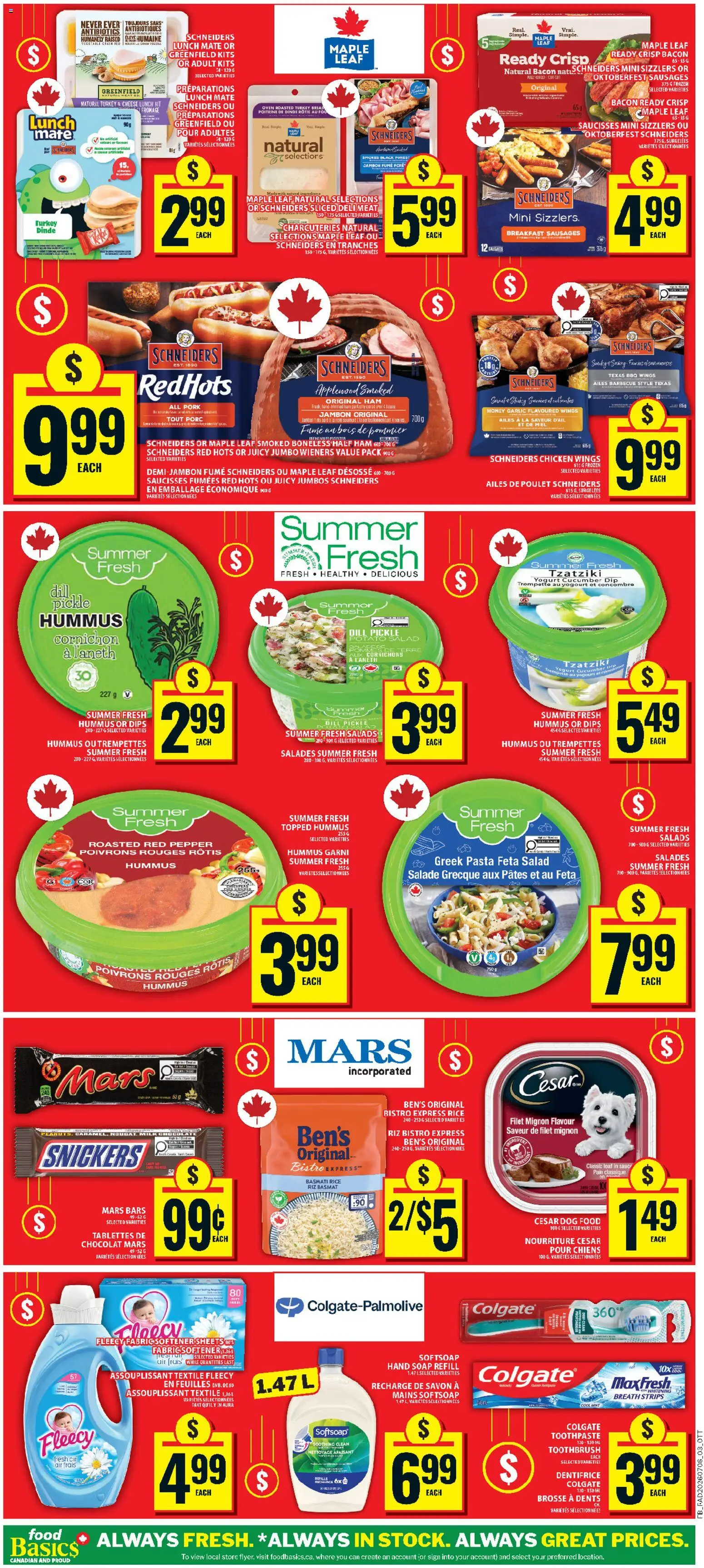 Food Basics flyer valid from Jul 9, 2026 | Page: 5 | Products: Rice, Pasta, Turkey, Toothpaste