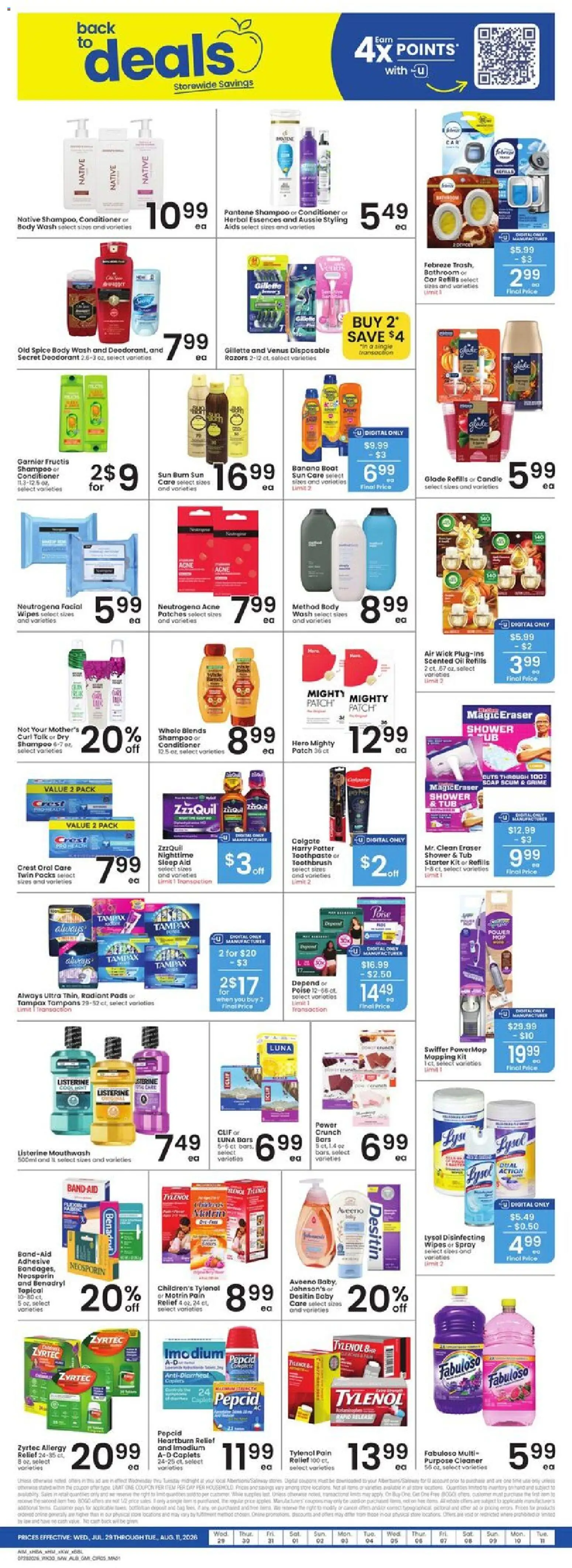 Albertsons Weekly Ad - valid from 08/05/2026 | Page: 6 | Products: Adhesive, Eraser, Shampoo, Tampons