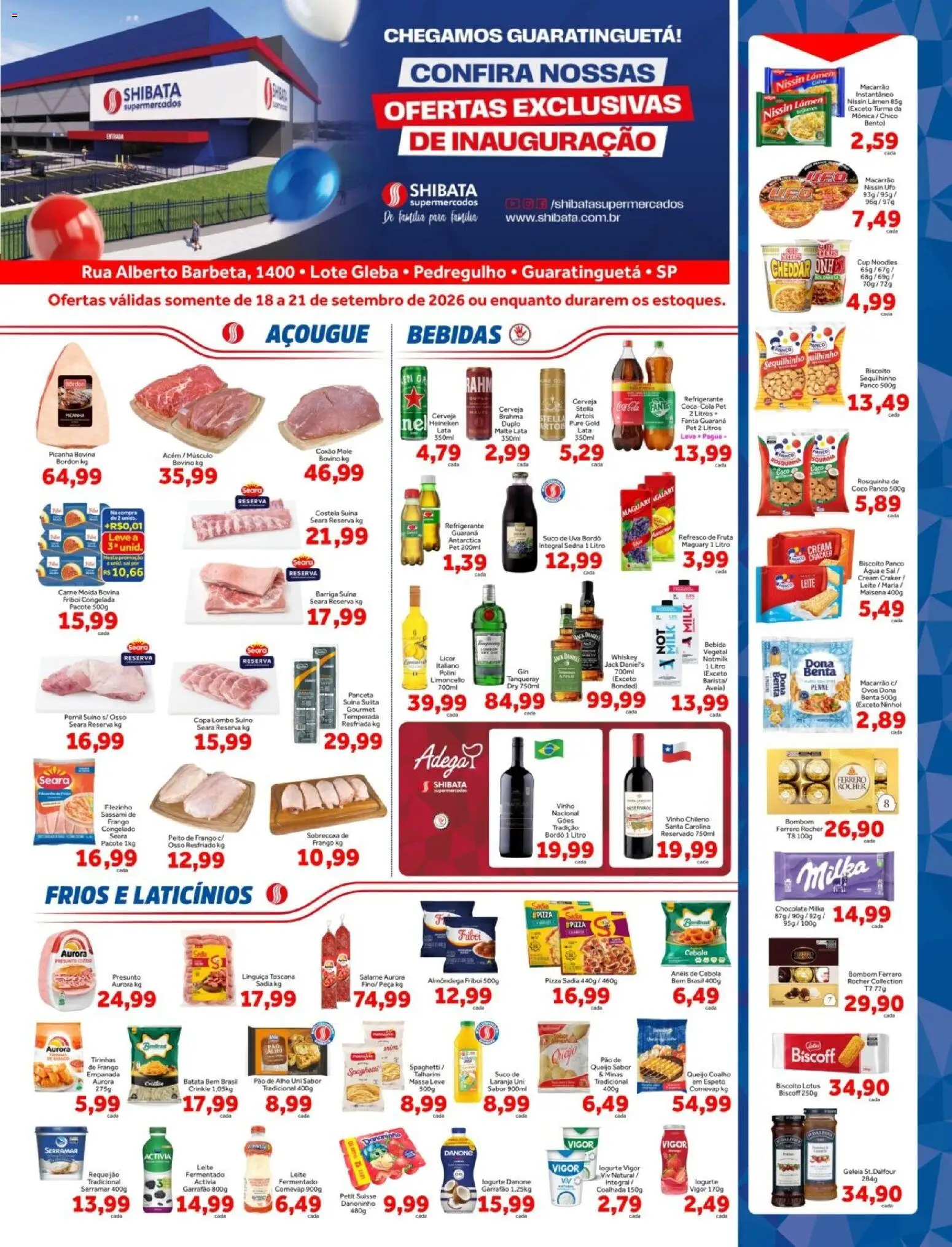 Shibata Folheto - válido de 18/09/2026 | Página: 1 | Produtos: Talharim, Pão, Geleia, Frango