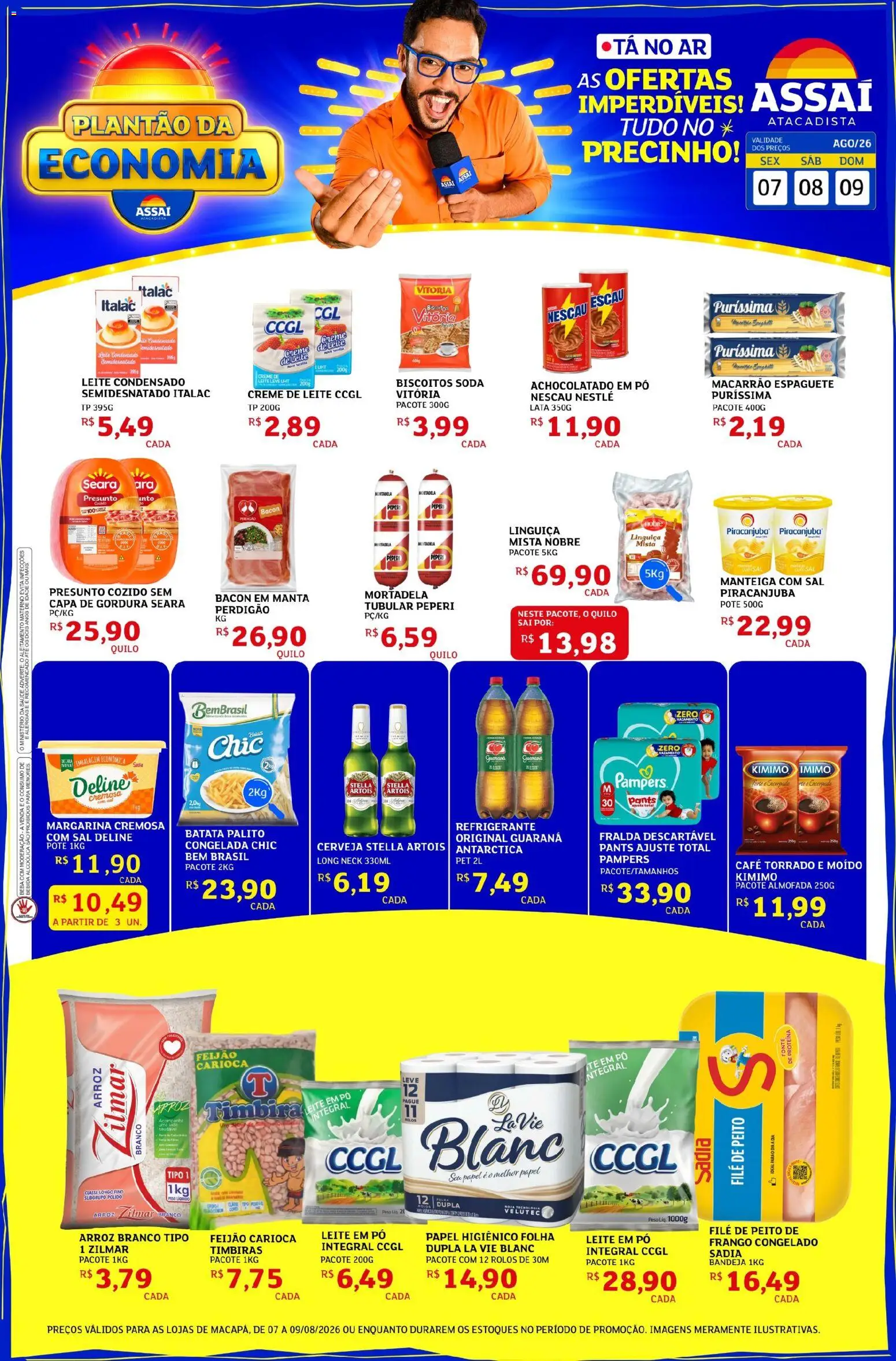 Assaí Atacadista Folheto - válido de 07/08/2026 | Página: 1 | Produtos: Nescau, Leite, Biscoitos, Batata