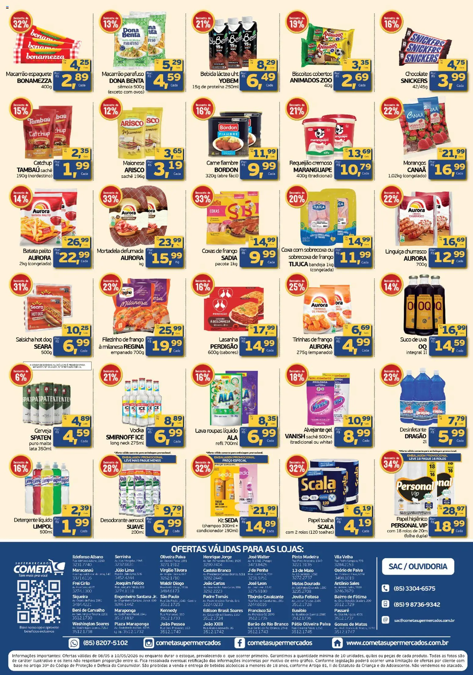 Cometa Supermercados Folheto - válido de 08.05.2026 | Página: 2 | Produtos: Maiô, Base, Macarrão, Frango