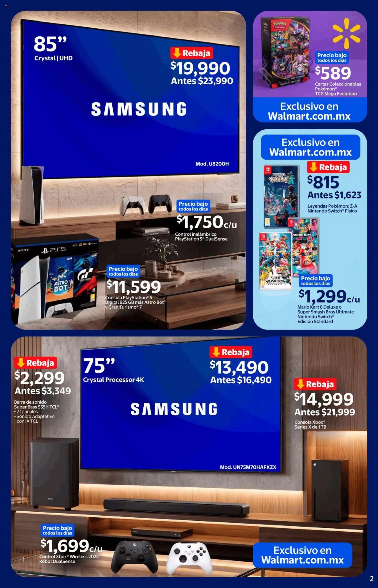 Nuevas ofertas de Walmart válidas en toda la República Mexicana desde el 21/09/2026. ¡Encuentra las mejores ofertas en Walmart folleto El siguiente nivel, empieza aquí! | Página: 2 | Productos: Robot, Barra de sonido, Playstation, Barra
