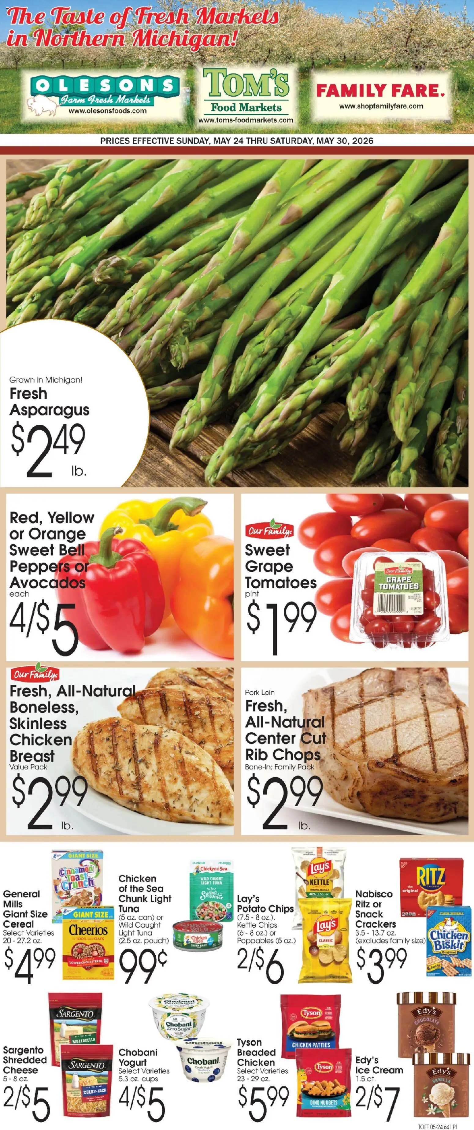 Family Fare Ad - valid from 24.05.2026 | Page: 1 | Products: Asparagus, Yogurt, Cream, Ice cream