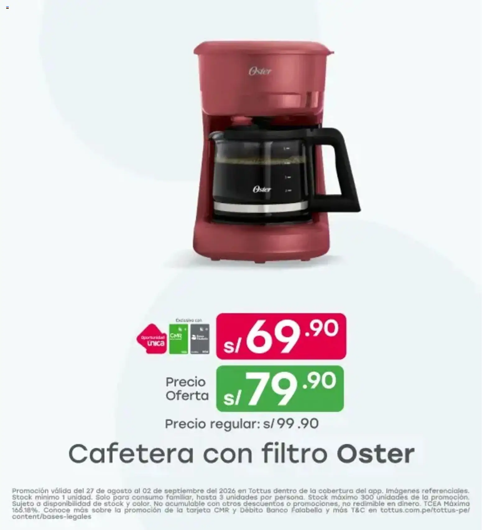 Catálogo Tottus válido desde 27/08/2026 | Página: 9 | Productos: Cafetera