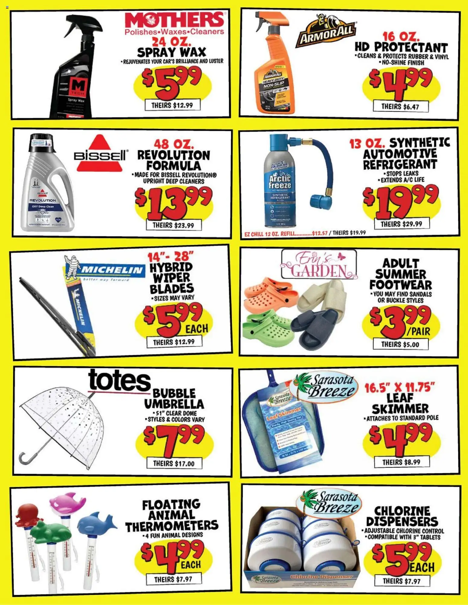 Ollie's Weekly Ad - valid from 06/23/2026 | Page: 4 | Products: Wiper, Sandals, Umbrella