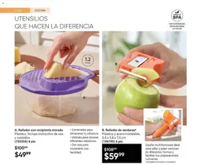 Vista previa de Rallador con recipiente morado, Plástico. Incluye instructivo de uso y cuidados. Contenedor para almacenar tu ralladura. Utilízalo para obtener diferentes ralladuras. Con asa para sostenerlo con facilidad., nuevo folleto de la tienda, válido en México a partir del 24.04.2026 | Página: 154 | Productos: Cocina, Contenedor