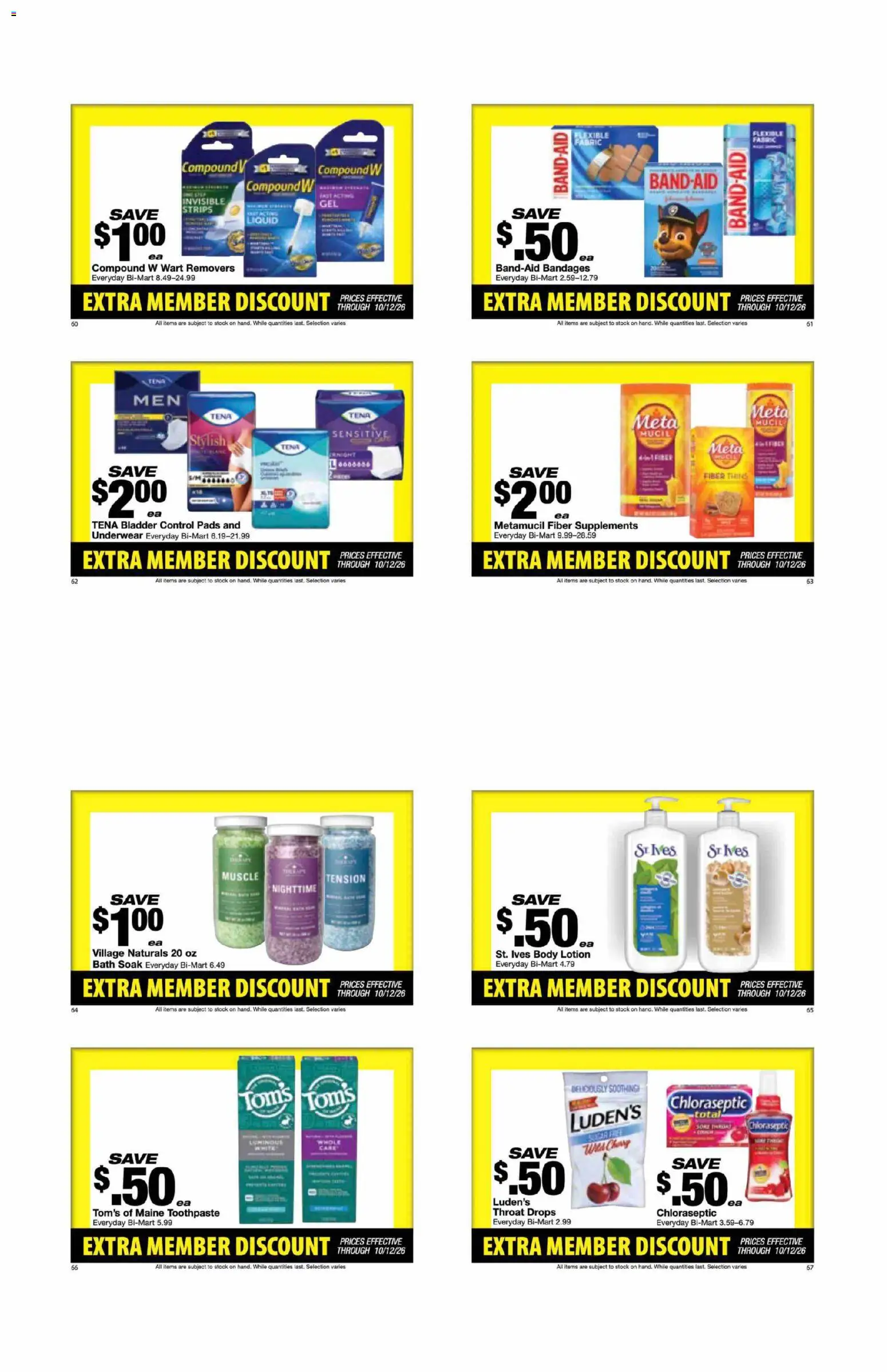 Bi-Mart Extra Member Discount Book - valid from 09/28/2026 | Page: 9 | Products: Bath, Toothpaste, Pads, Underwear