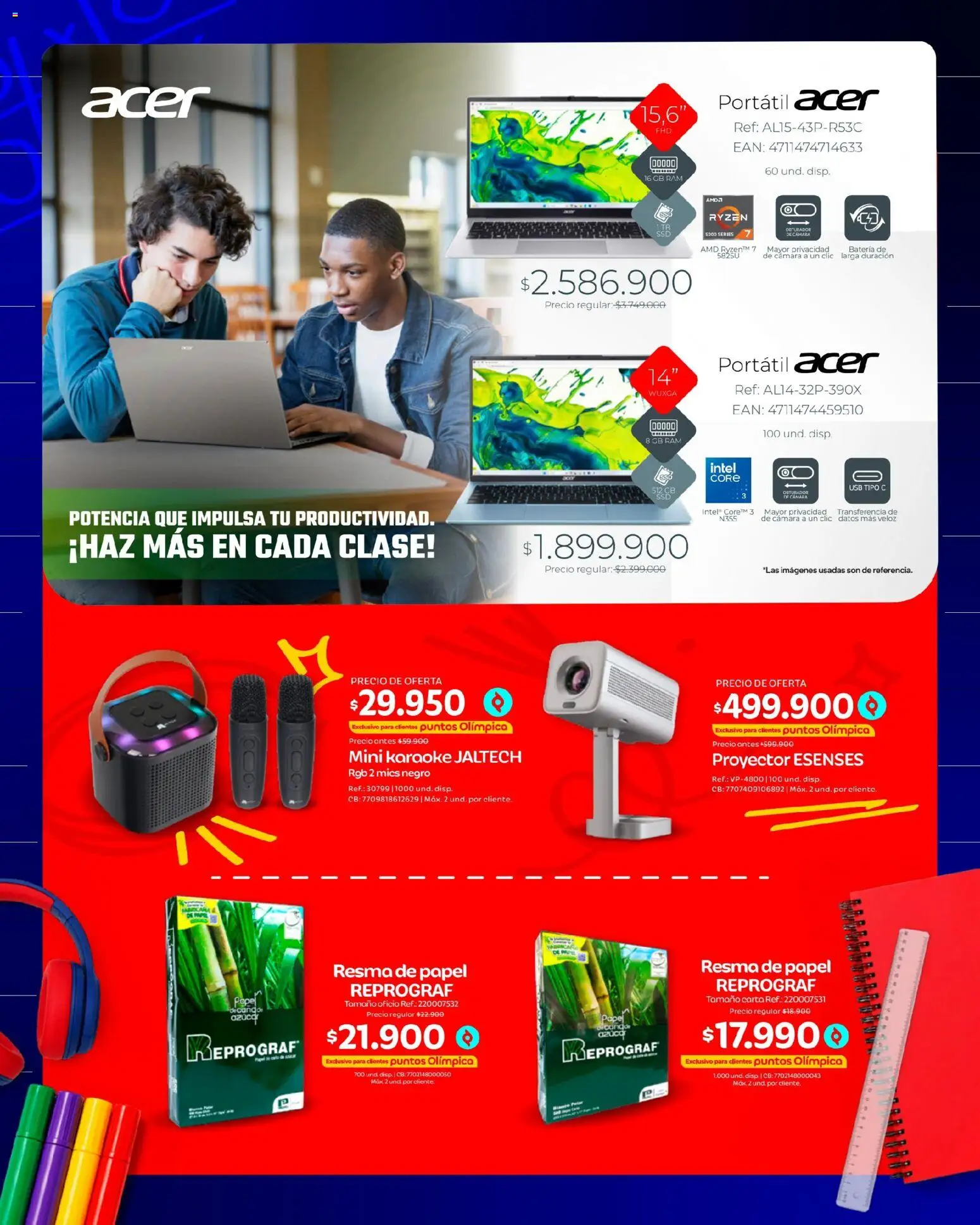 Olímpica revista - valida desde el 17/07/2026 | Página: 8 | Productos: Proyector, Azucar, Cámara, Batería