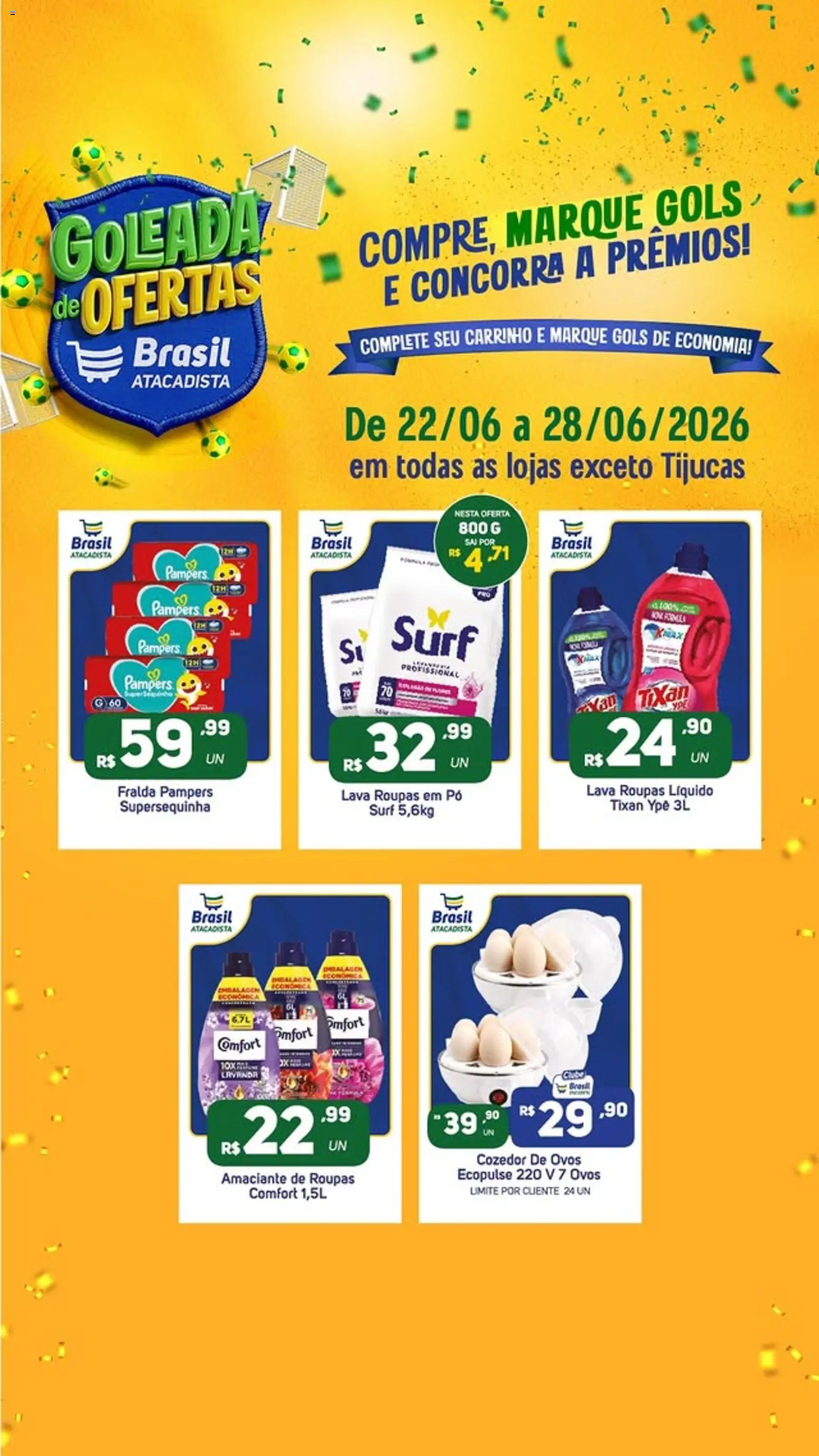 Brasil Atacadista Folheto - válido de 22/06/2026 | Página: 4 | Produtos: Pampers, Amaciante de roupas, Ovos, Roupas