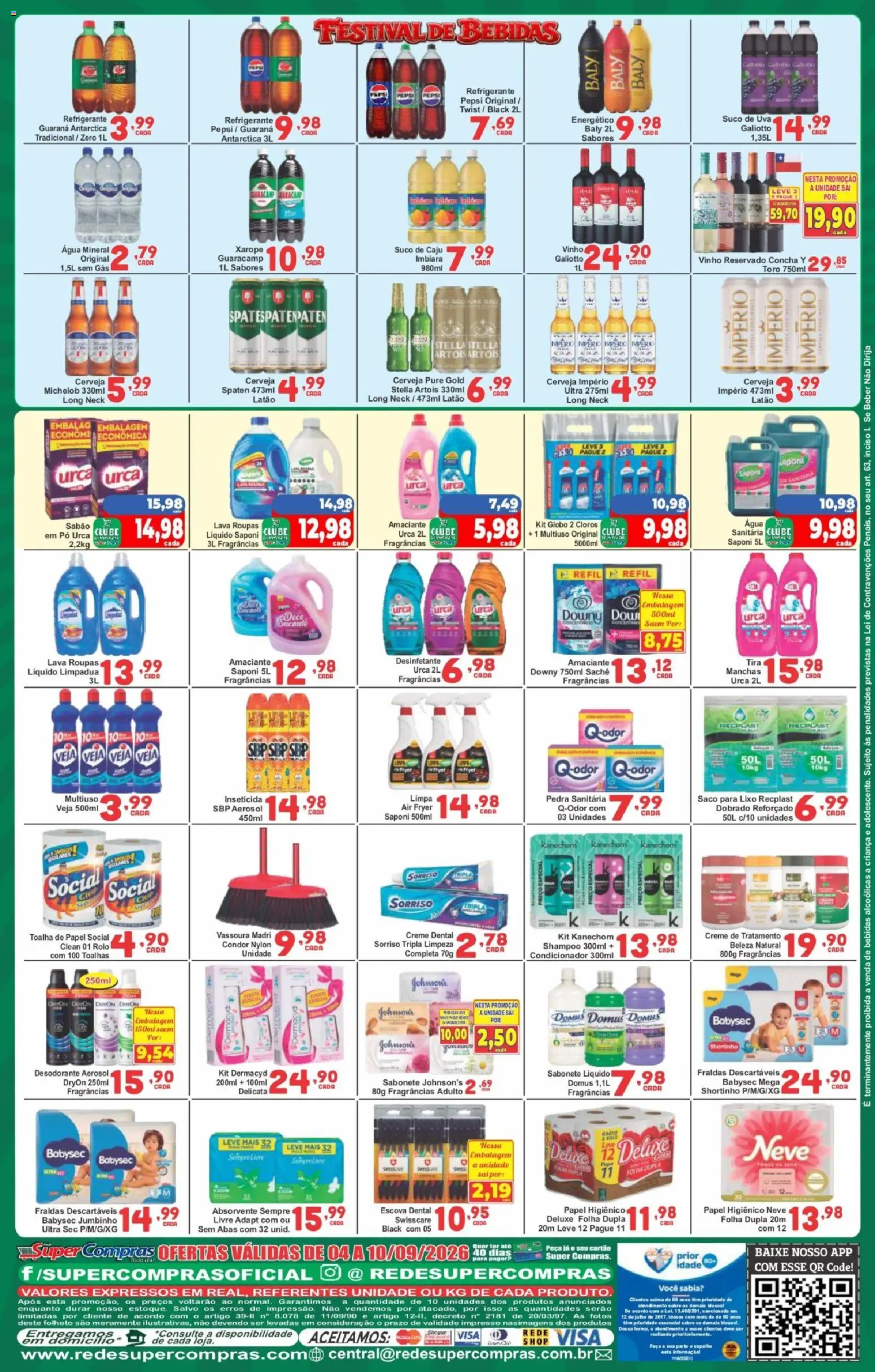 Rede Super Compras Folheto - válido de 04/09/2026 | Página: 4 | Produtos: Energético, Sabonete, Absorvente, Vassoura