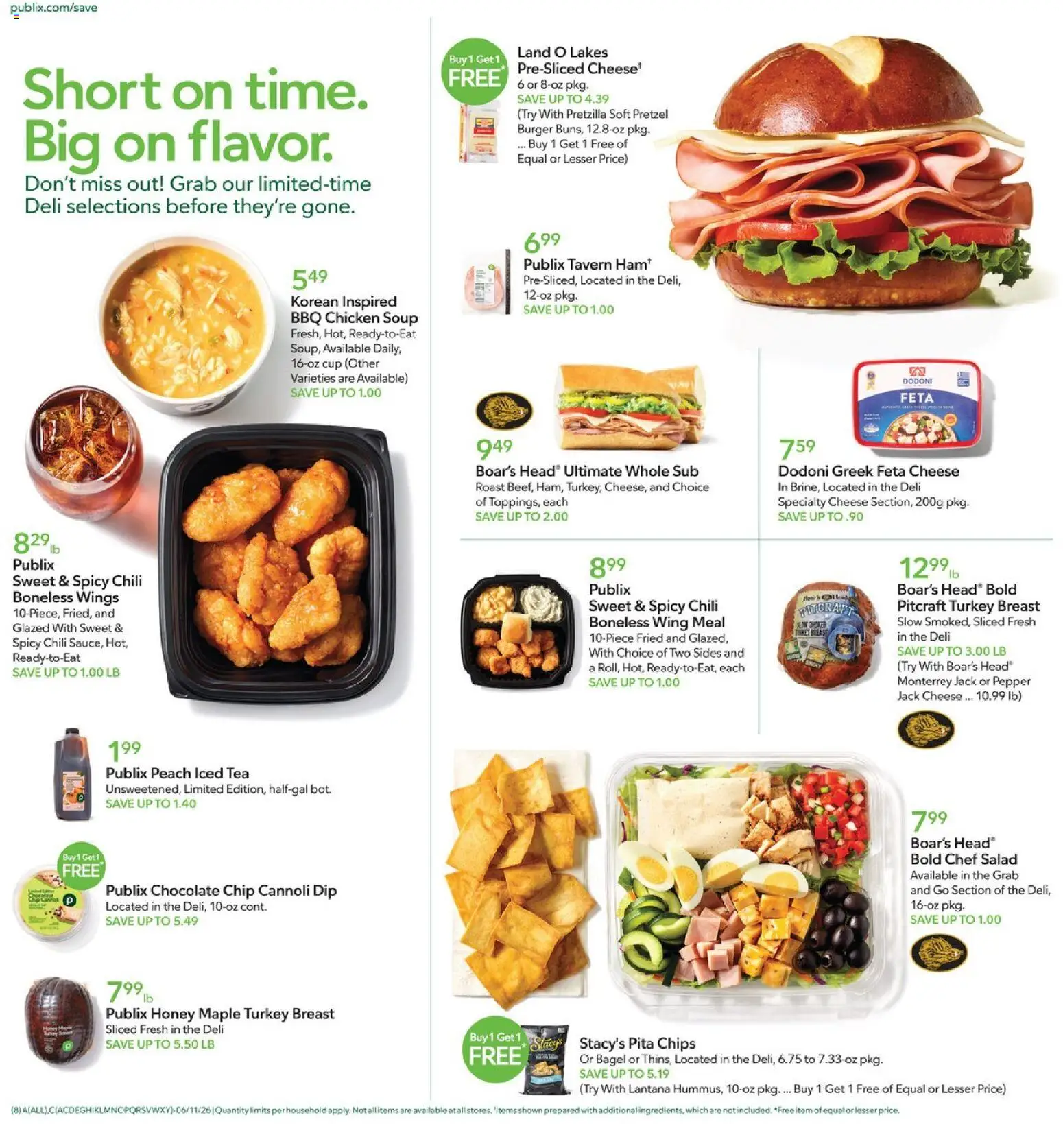 Publix Weekly Ad - valid from 10.06.2026 | Page: 8 | Products: Cheese, Tea, Chips, Peach