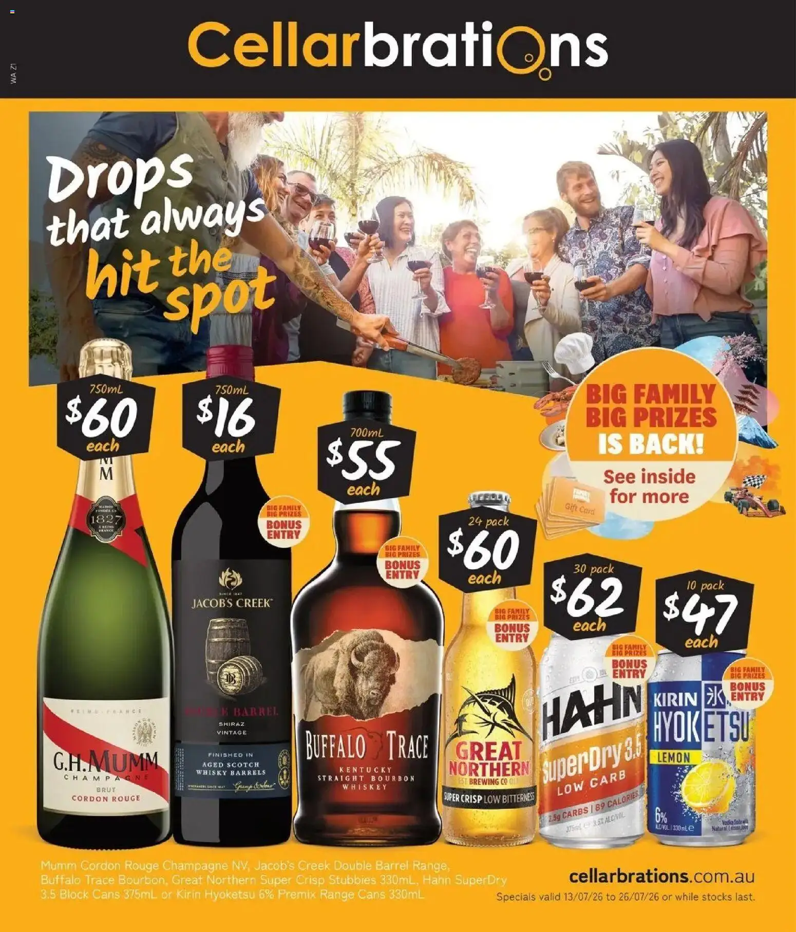Cellarbrations catalogue - valid from 13/07/2026 | Page: 1 | Products: Bourbon, Whiskey, Lemon, Scotch