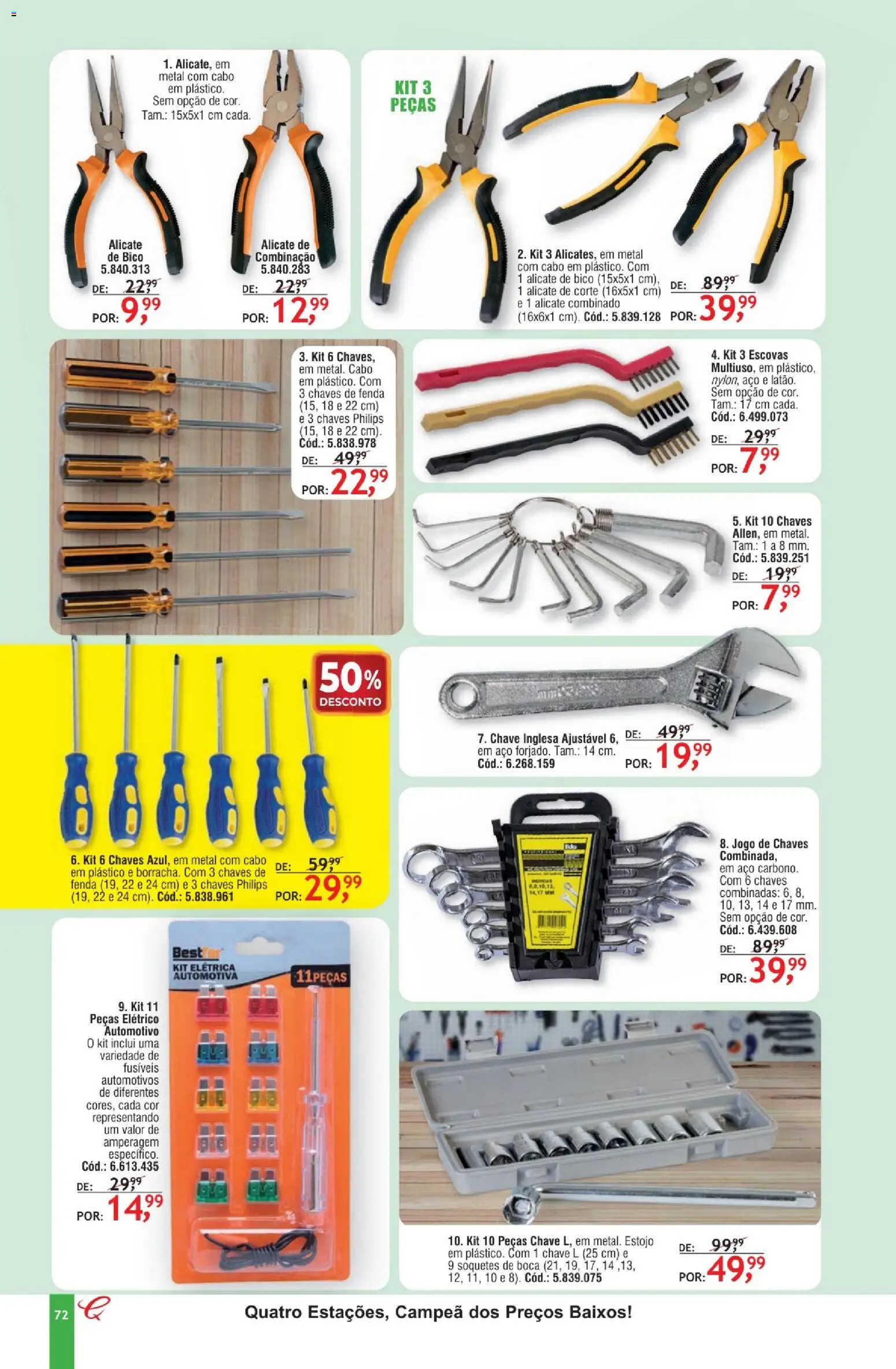 Quatro Estações Folheto - válido de 01.05.2026 | Página: 68 | Produtos: Alicate, Chave inglesa, Bico, Cabo