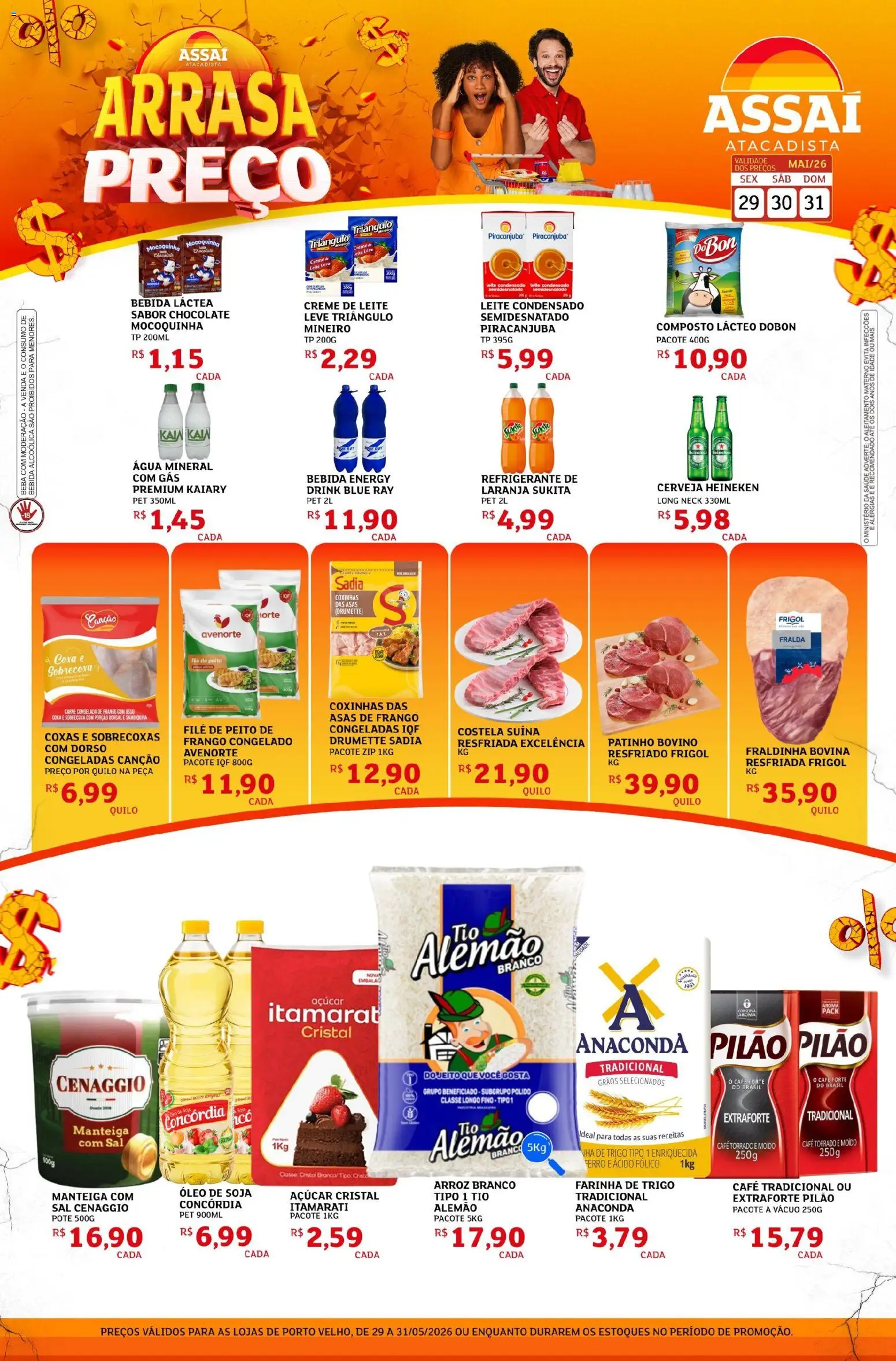 Assaí Atacadista Folheto - válido de 29.05.2026 | Página: 1 | Produtos: Leite, Chocolate, Cerveja Heineken, Sal