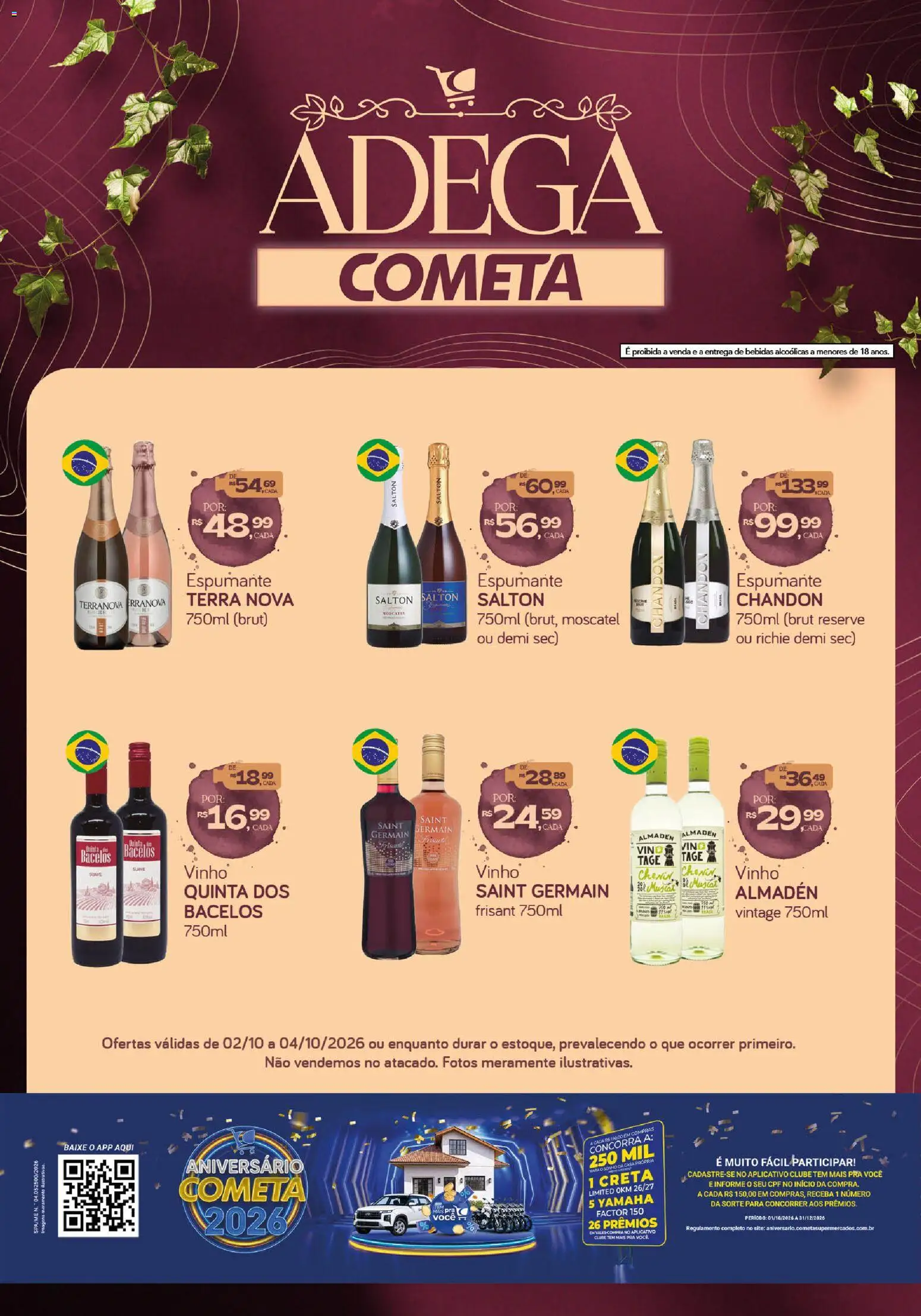 Cometa Supermercados Folheto - válido de 02/10/2026 | Página: 1 | Produtos: Espumante, Sonho, Bebidas, Vinho
