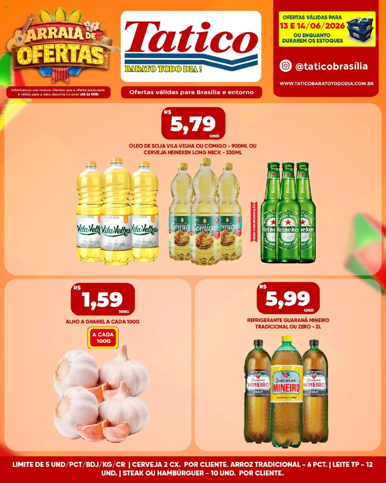 Tatico Folheto - válido de 13.06.2026 | Página: 3 | Produtos: Leite, Óleo, Cerveja, Cerveja Heineken
