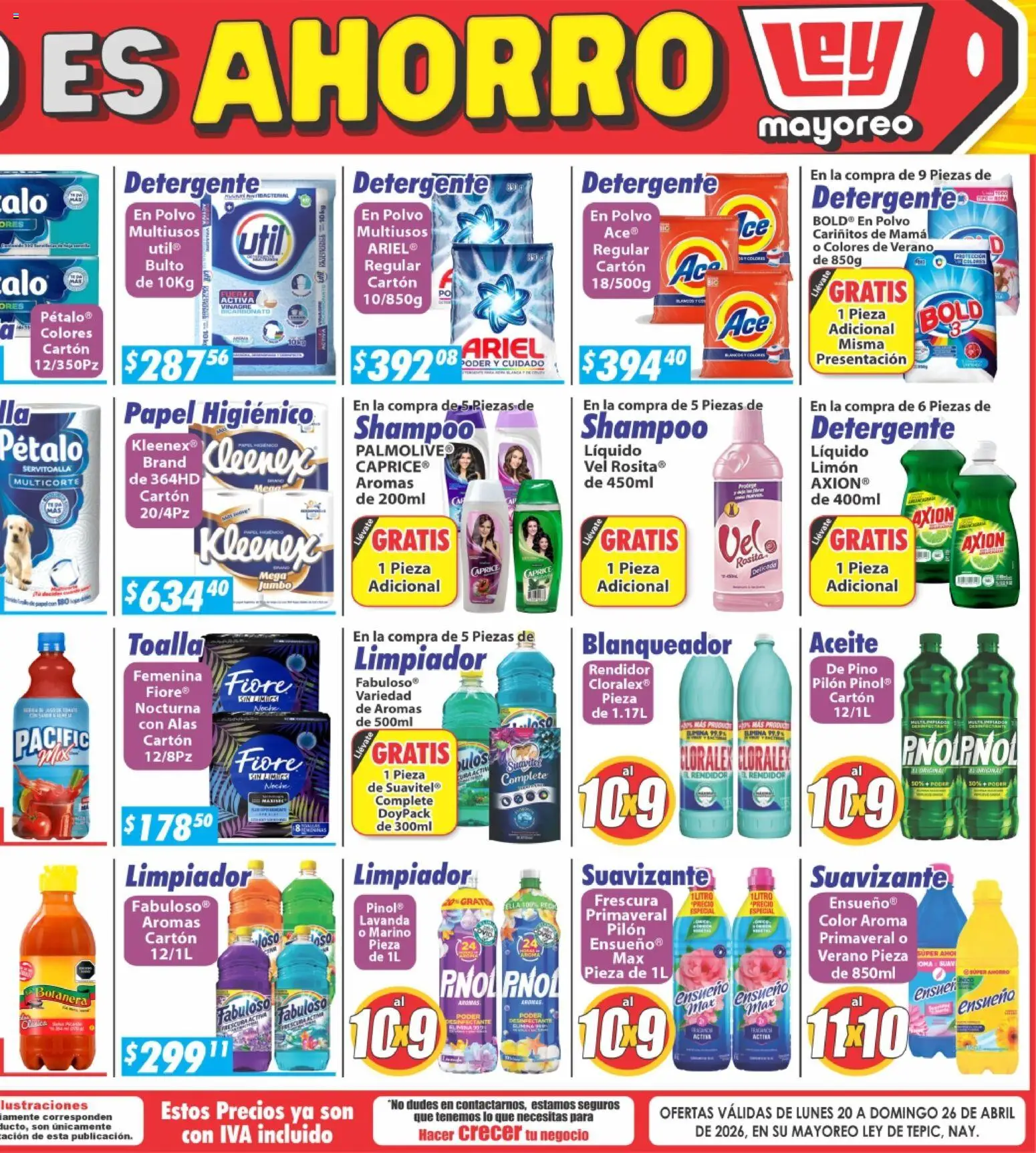Nuevas ofertas de Casa Ley válidas en toda la República Mexicana desde el 20.04.2026. ¡Encuentra las mejores ofertas en Casa Ley folleto Tepic! | Página: 4 | Productos: Detergente, Limón, Aceite, Polvo