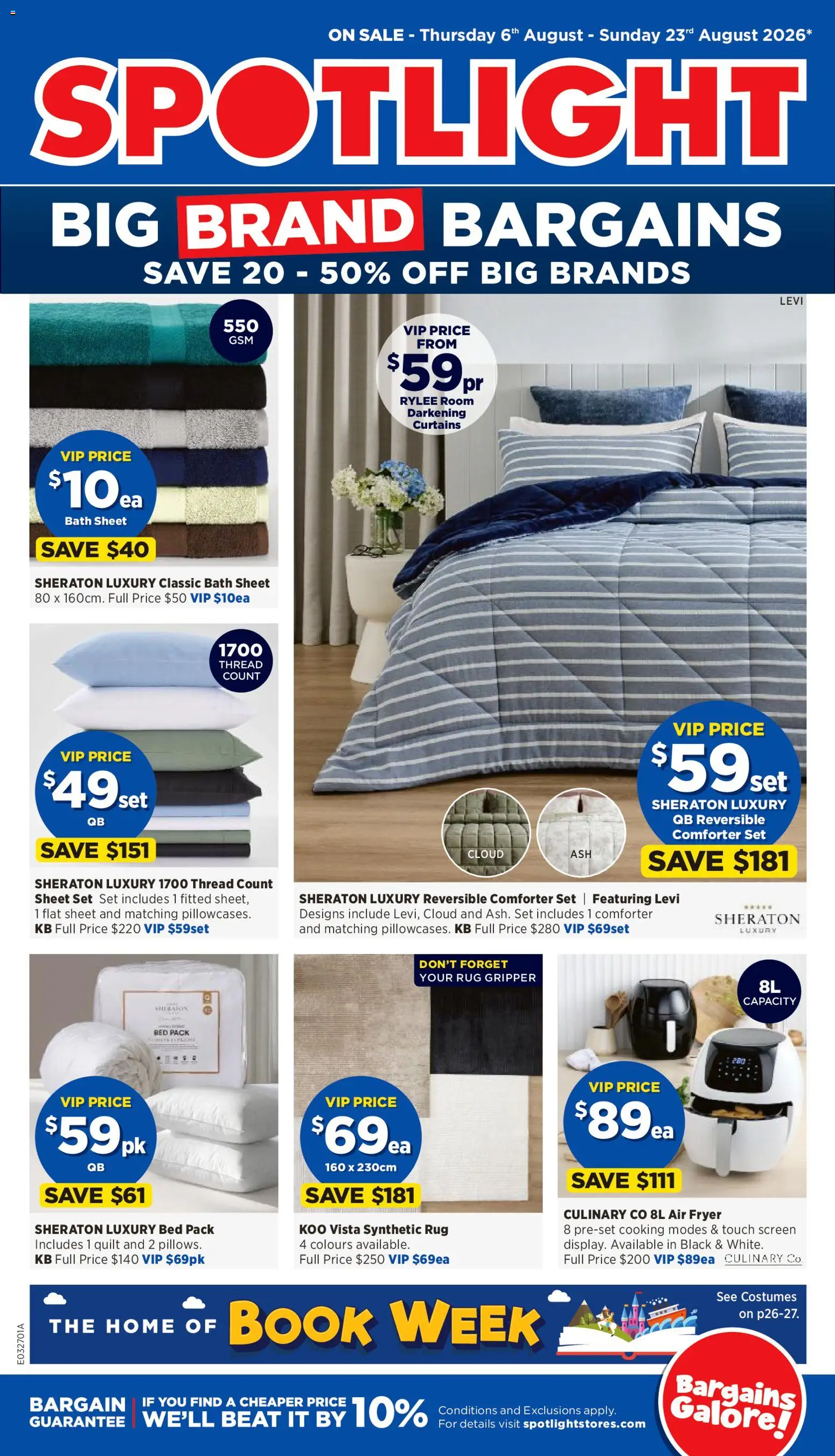 Spotlight catalogue - valid from 06/08/2026 | Page: 1 | Products: Rug, Fryer, Bath, Screen