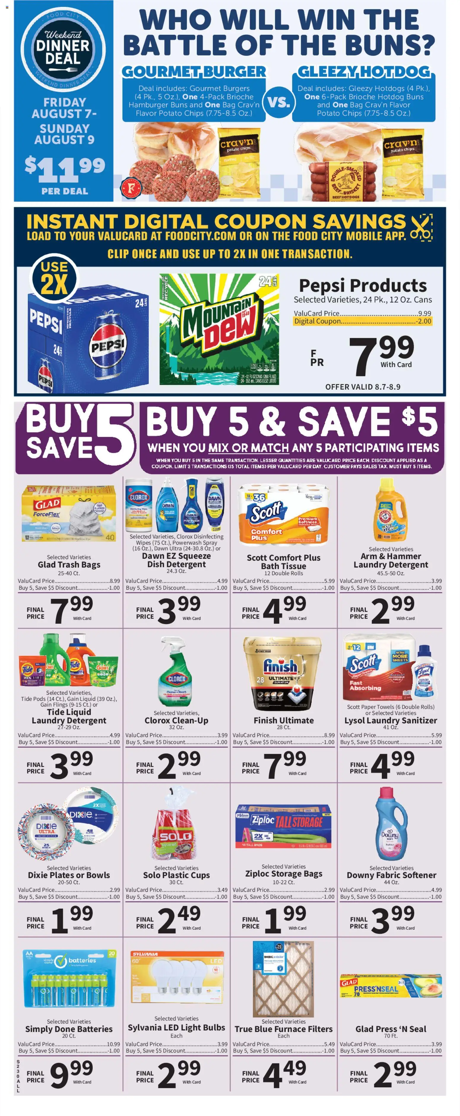 Food City Weekly Ad - valid from 08/05/2026 | Page: 4 | Products: Clip, Bath, Fabric softener, Chips