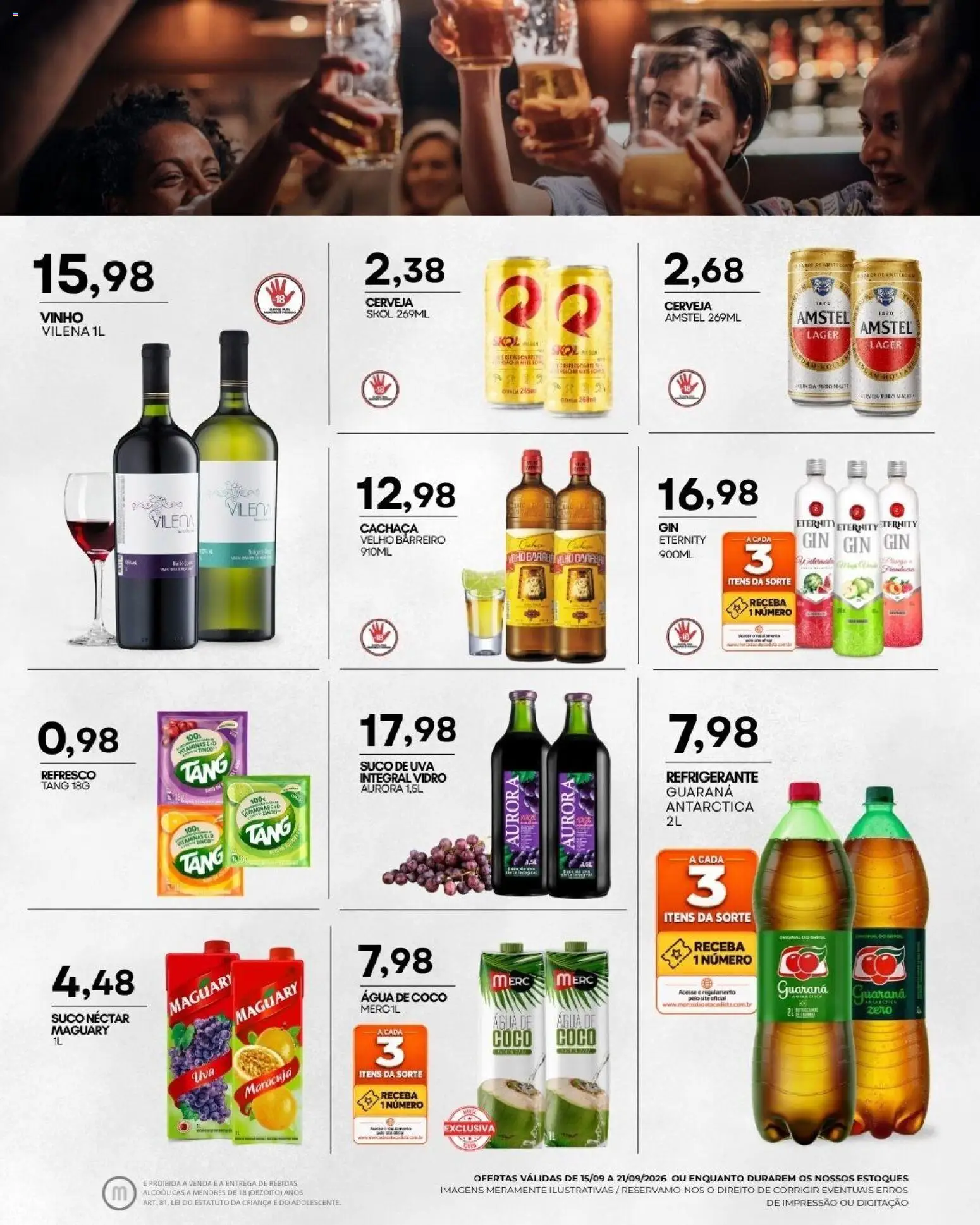 Mercadão Atacadista Folheto - válido de 15/09/2026 | Página: 10 | Produtos: Cachaça, Bebidas, Suco, Cerveja