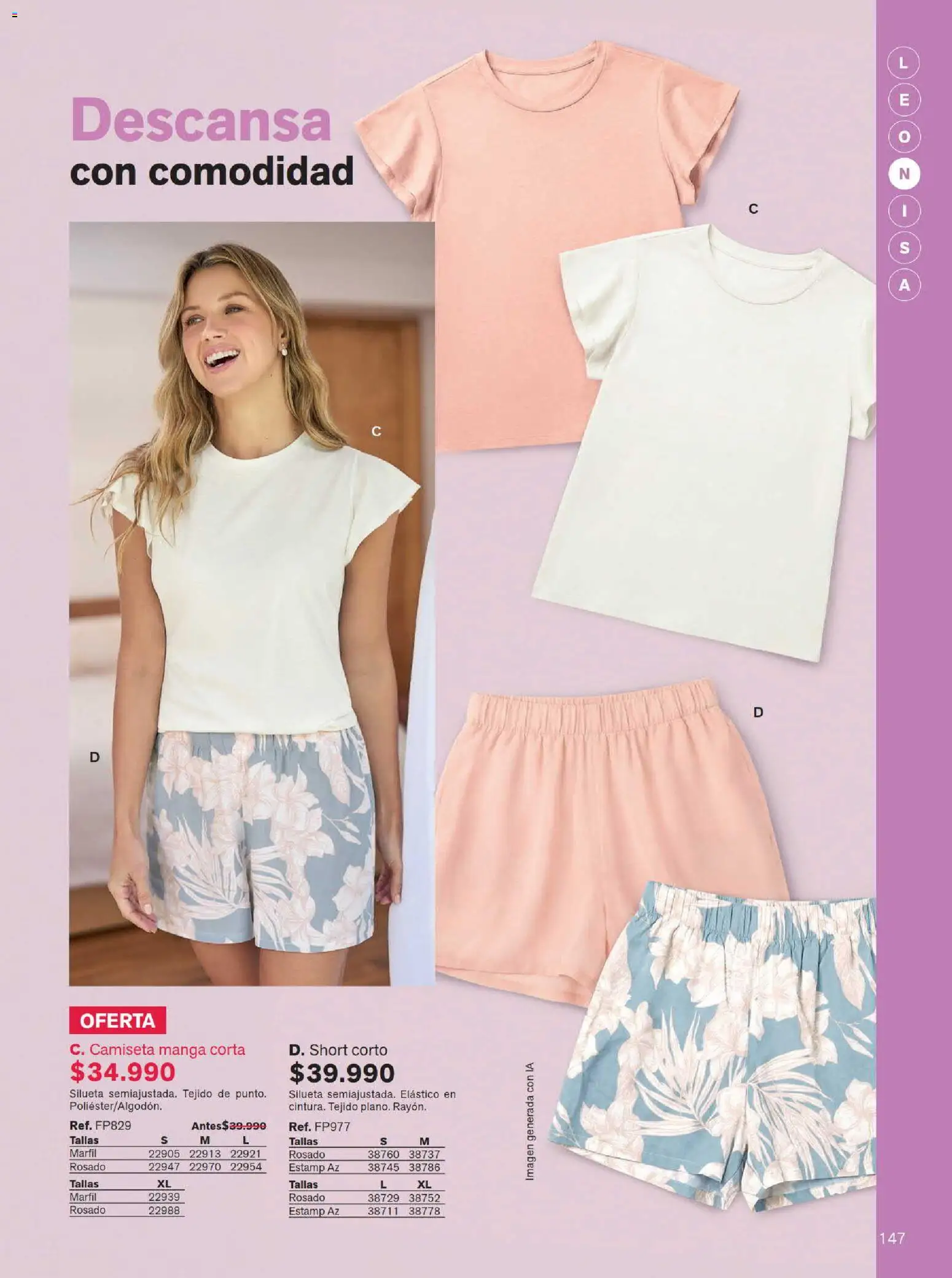 Leonisa revista - valida desde el 15/07/2026 | Página: 147 | Productos: Short, Camiseta