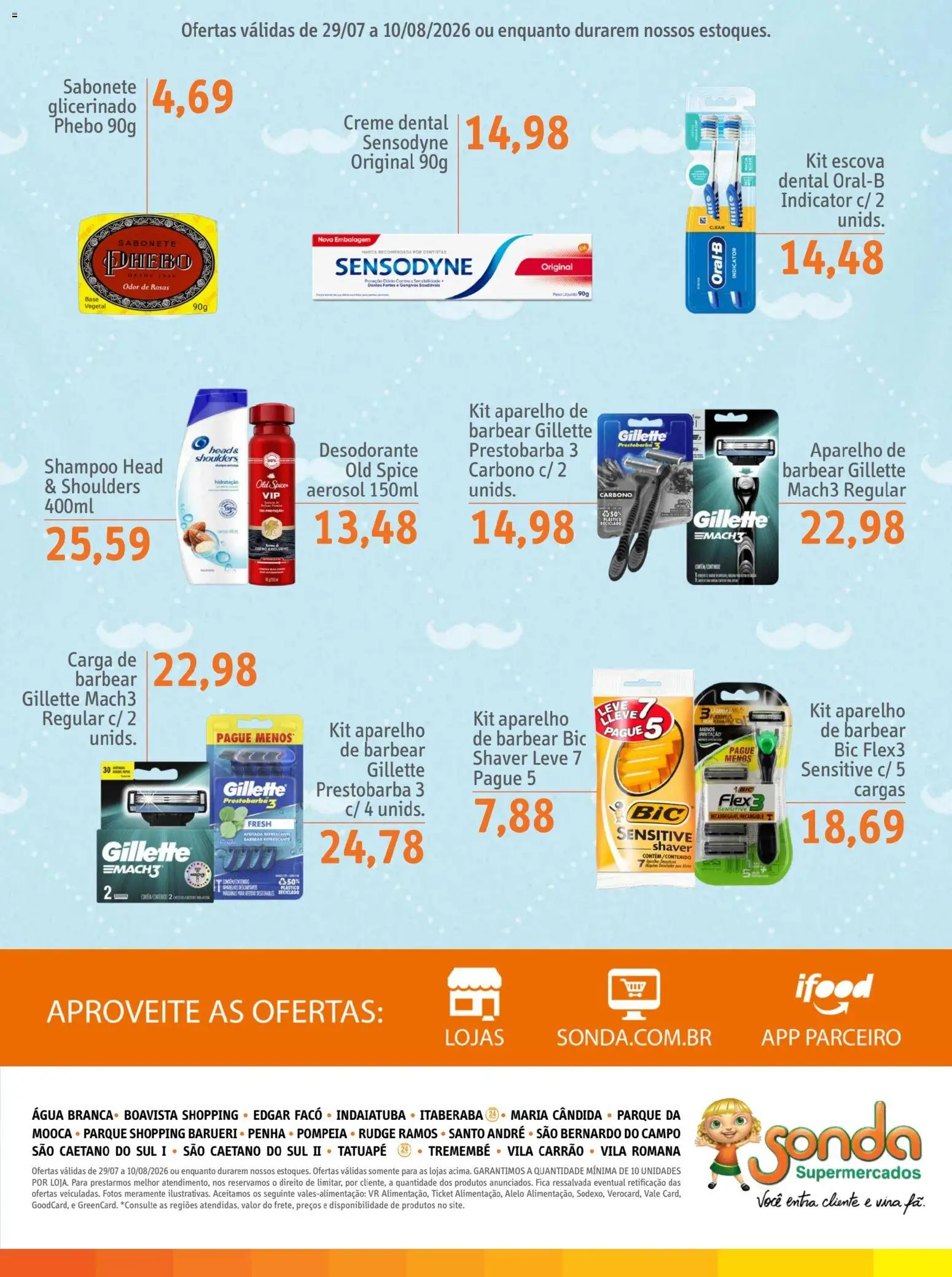 Sonda Folheto - válido de 29/07/2026 | Página: 8 | Produtos: Shampoo, Creme, Aparelho de barbear, Creme dental