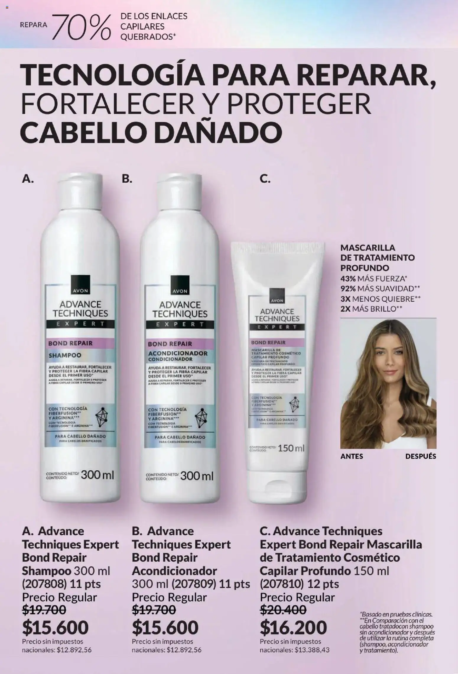 Catálogo AVON Campaña 4/2026 │ válido desde el 01/04/2026 | Página: 182 | Productos: Mascarilla, Shampoo, Acondicionador, Brillo