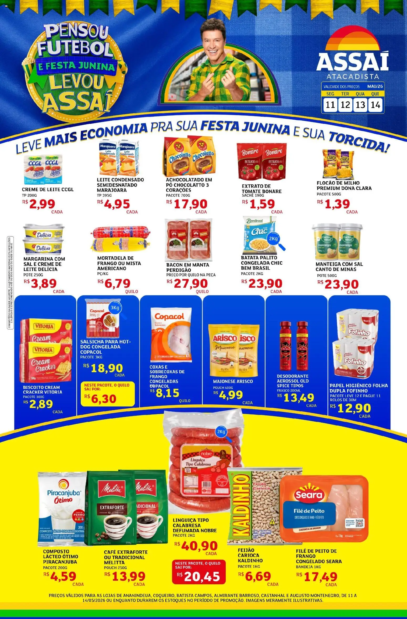 Assaí Atacadista Folheto - válido de 11.05.2026 | Página: 1 | Produtos: Desodorante, Salsicha, Batata, Creme de leite