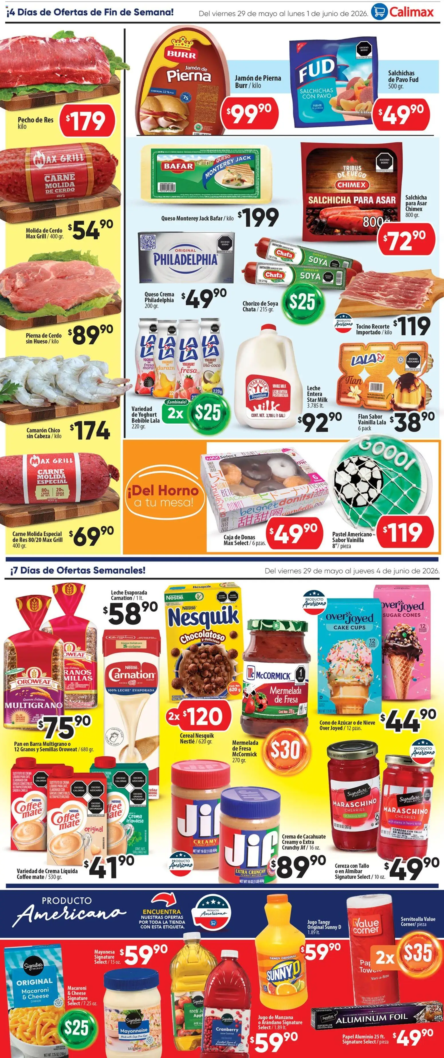 Nuevas ofertas de Calimax válidas en toda la República Mexicana desde el 29.05.2026. ¡Encuentra las mejores ofertas en Calimax folleto! | Página: 2 | Productos: Tocino, Cacahuate, Cerezas, Caja