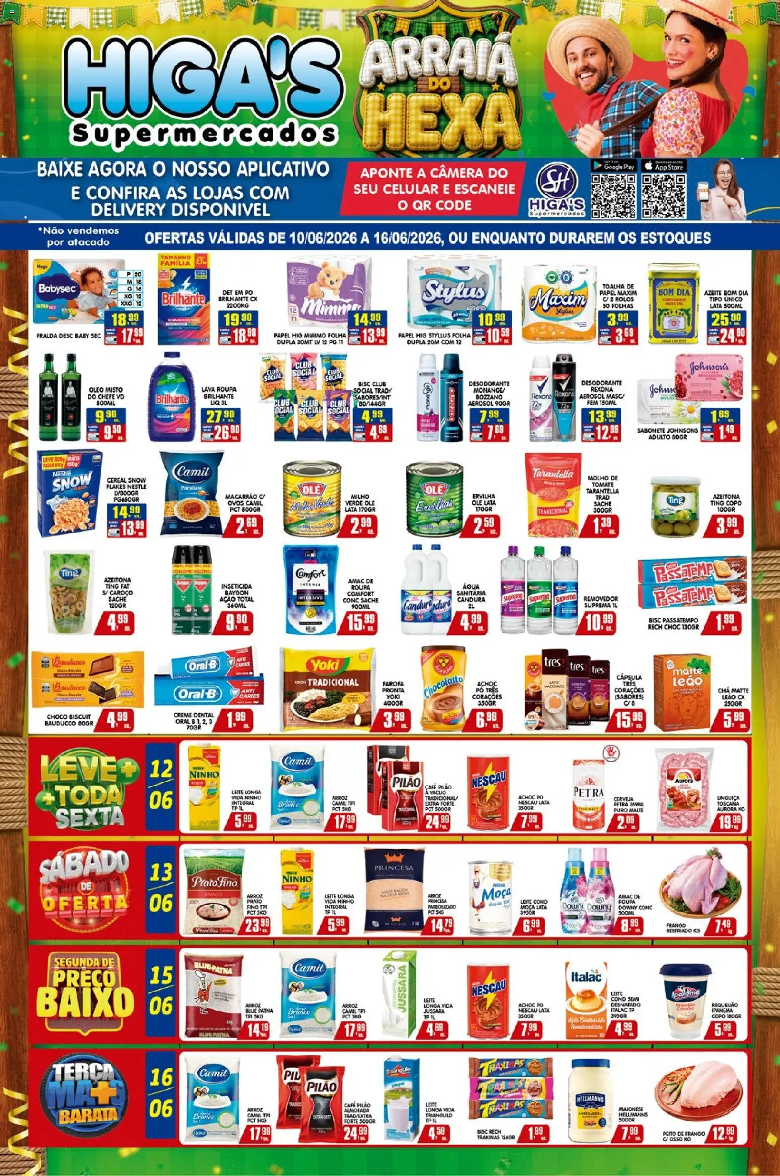 Higa's Supermercado Folheto - válido de 10.06.2026 | Página: 1 | Produtos: Leite, Cerveja, Café pilão, Requeijão