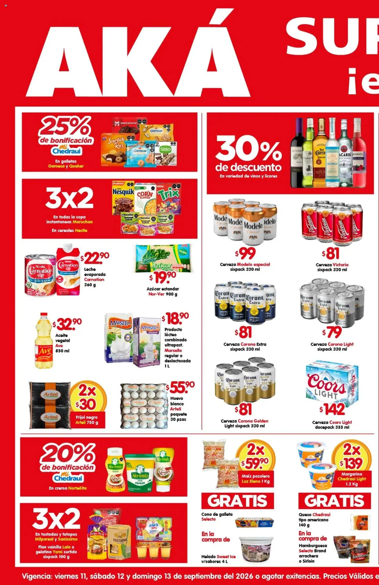 Nuevas ofertas de Arteli válidas en toda la República Mexicana desde el 11/09/2026. ¡Encuentra las mejores ofertas en Arteli folleto Aká Superbodegas! | Página: 1 | Productos: Sopa, Huevo, Leche, Queso