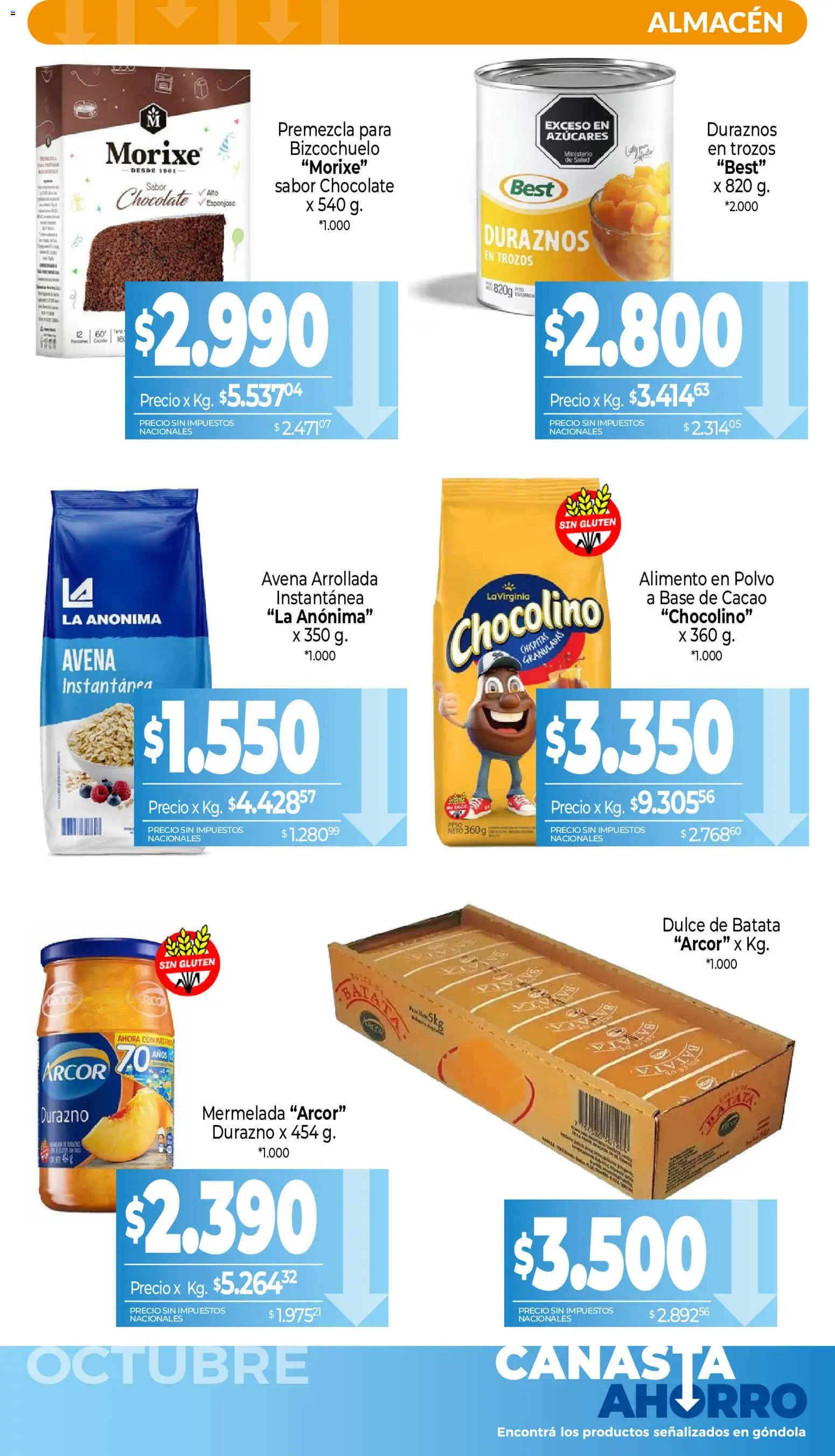 La Anonima - Canasta Ahorro │ válido desde el 01/10/2026 | Página: 6 | Productos: Batata, Chocolate, Mermelada, Canasta