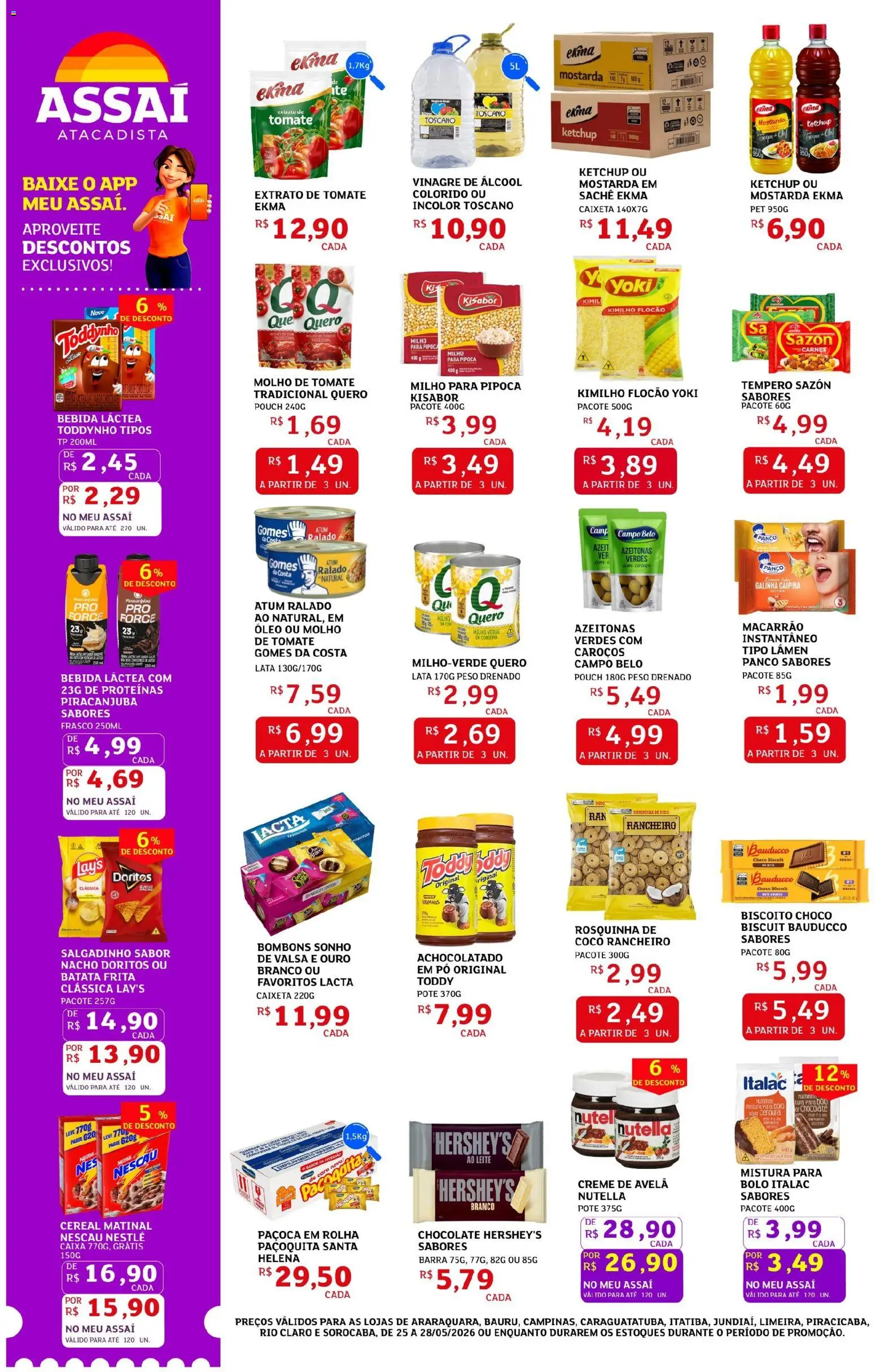 Assaí Atacadista Folheto - válido de 25.05.2026 | Página: 2 | Produtos: Gomes da costa, Macarrão, Bolo, Atum