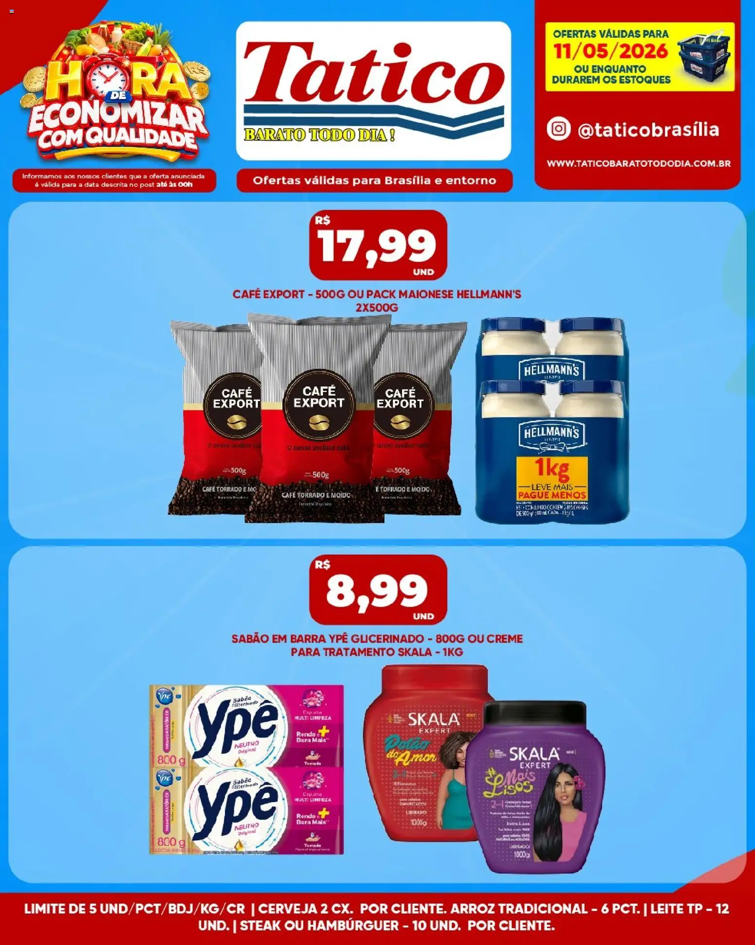 Tatico Folheto - válido de 11.05.2026 | Página: 9 | Produtos: Leite, Café, Hambúrguer, Maionese