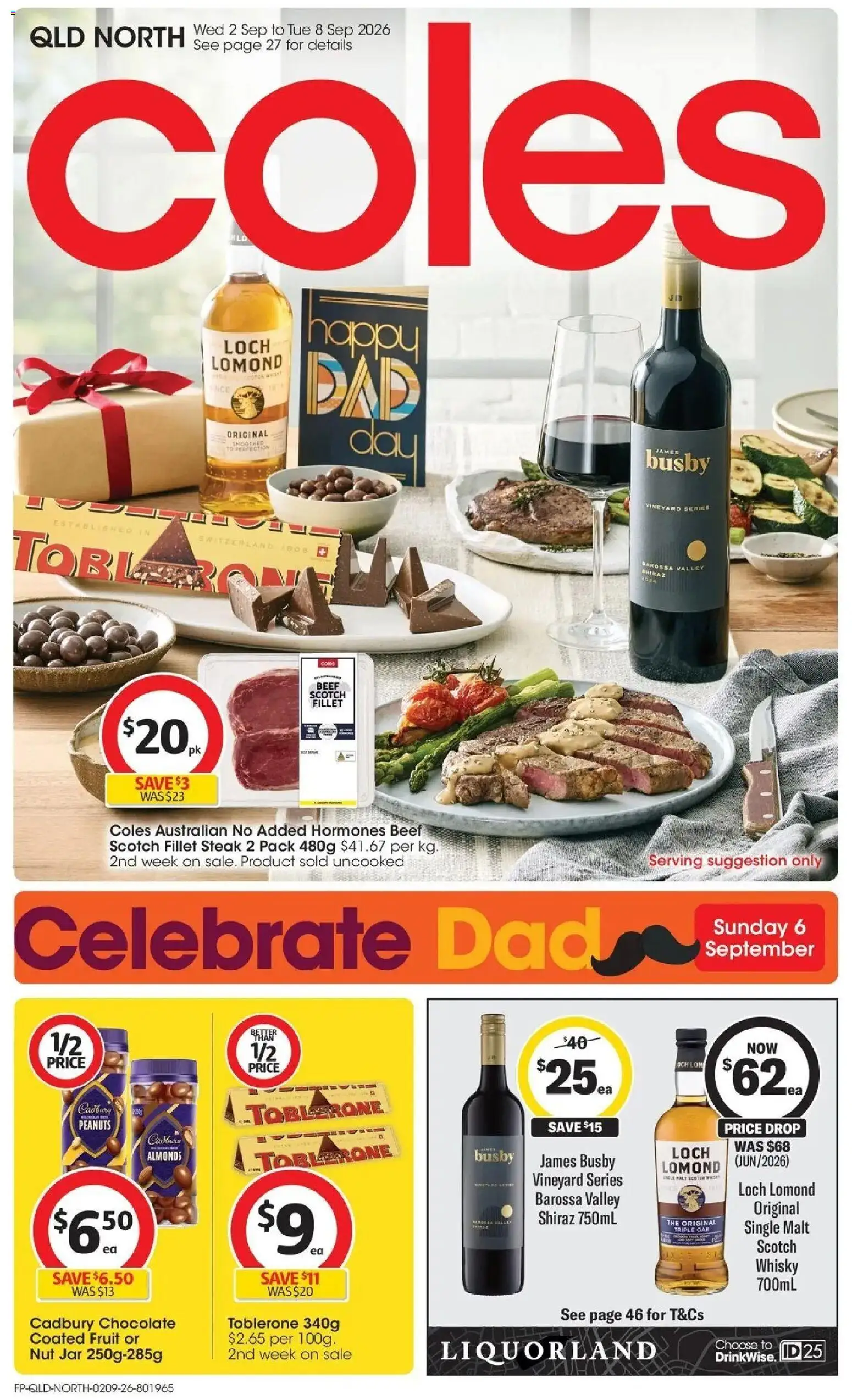 Coles catalogue - valid from 02/09/2026 | Page: 1 | Products: Scotch whisky, Beef, Steak, Fruit