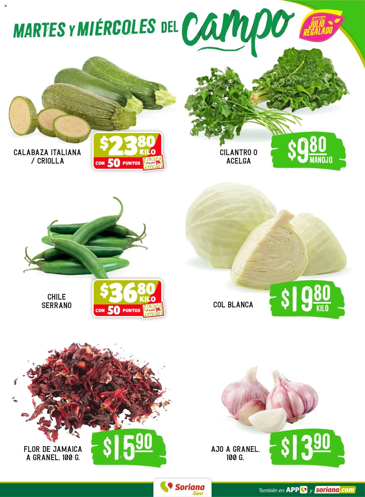 Nuevas ofertas de Soriana válidas en toda la República Mexicana desde el 16.06.2026. ¡Encuentra las mejores ofertas en Soriana Martes y Miércoles del Campo Súper: BCS, Son y Sin! | Página: 3 | Productos: Acelga, Ajo, Col
