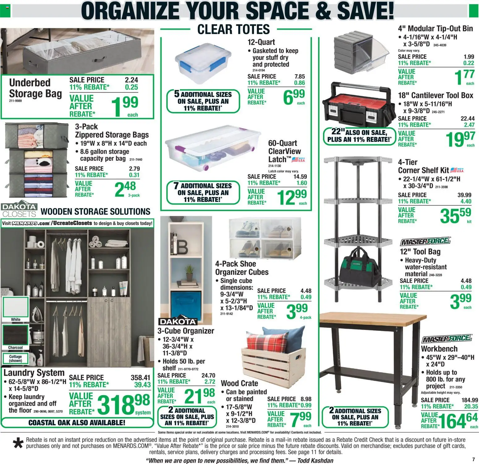 Menards Weekly Ad - valid from 18.06.2026 | Page: 11 | Products: Shelf, Box, Bag