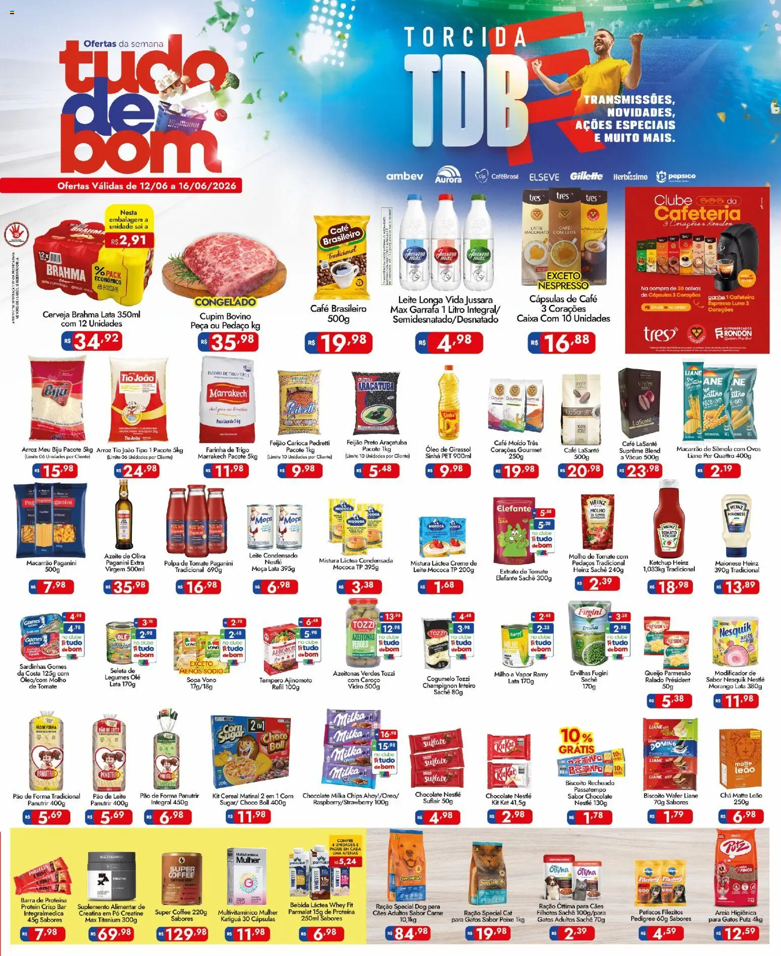 Supermercados Rondon Folheto - válido de 12.06.2026 | Página: 1 | Produtos: Areia, Café, Chocolate, Bebida