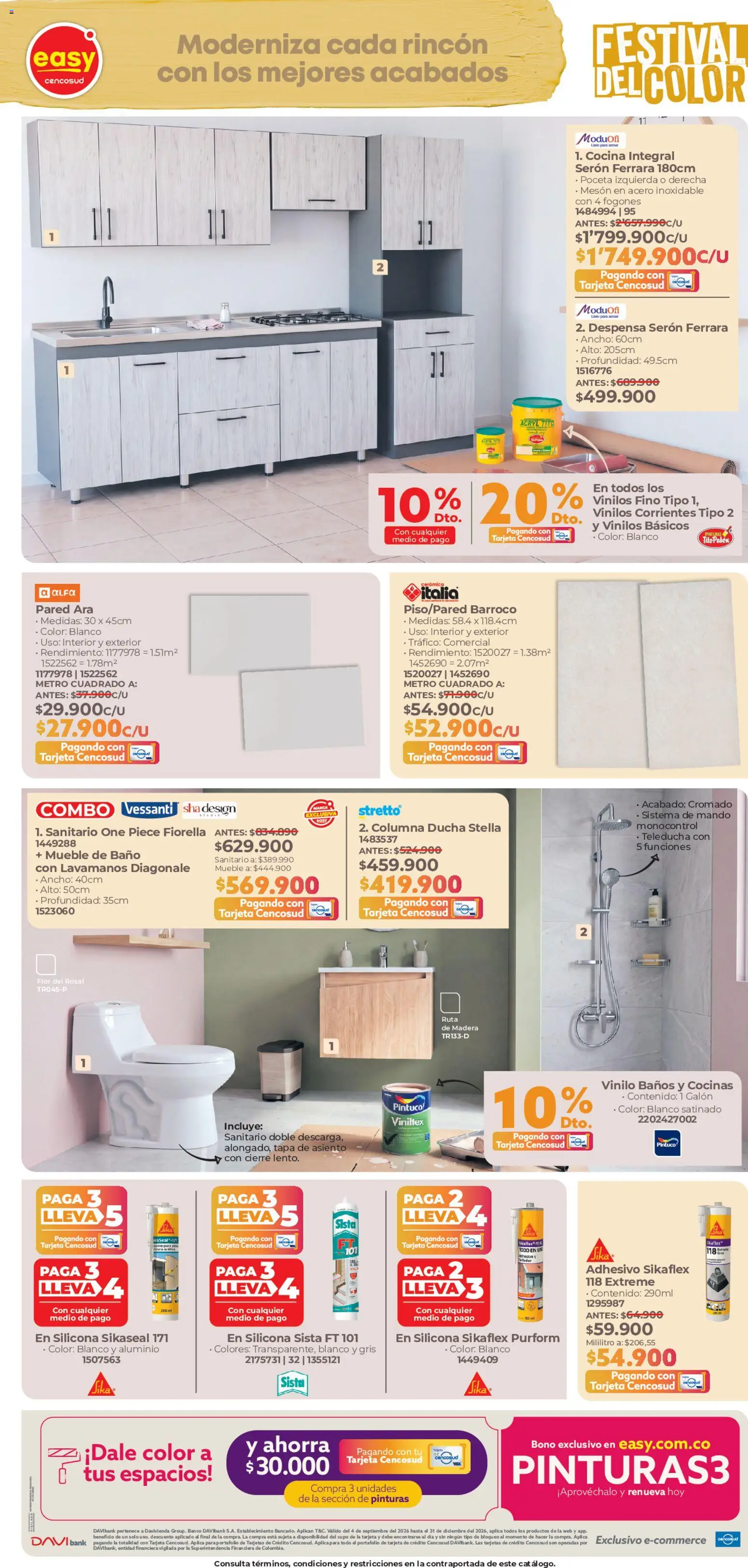 Easy revista - valida desde el 26/09/2026 | Página: 3 | Productos: Banco, Lavamanos, Baño, Mesón