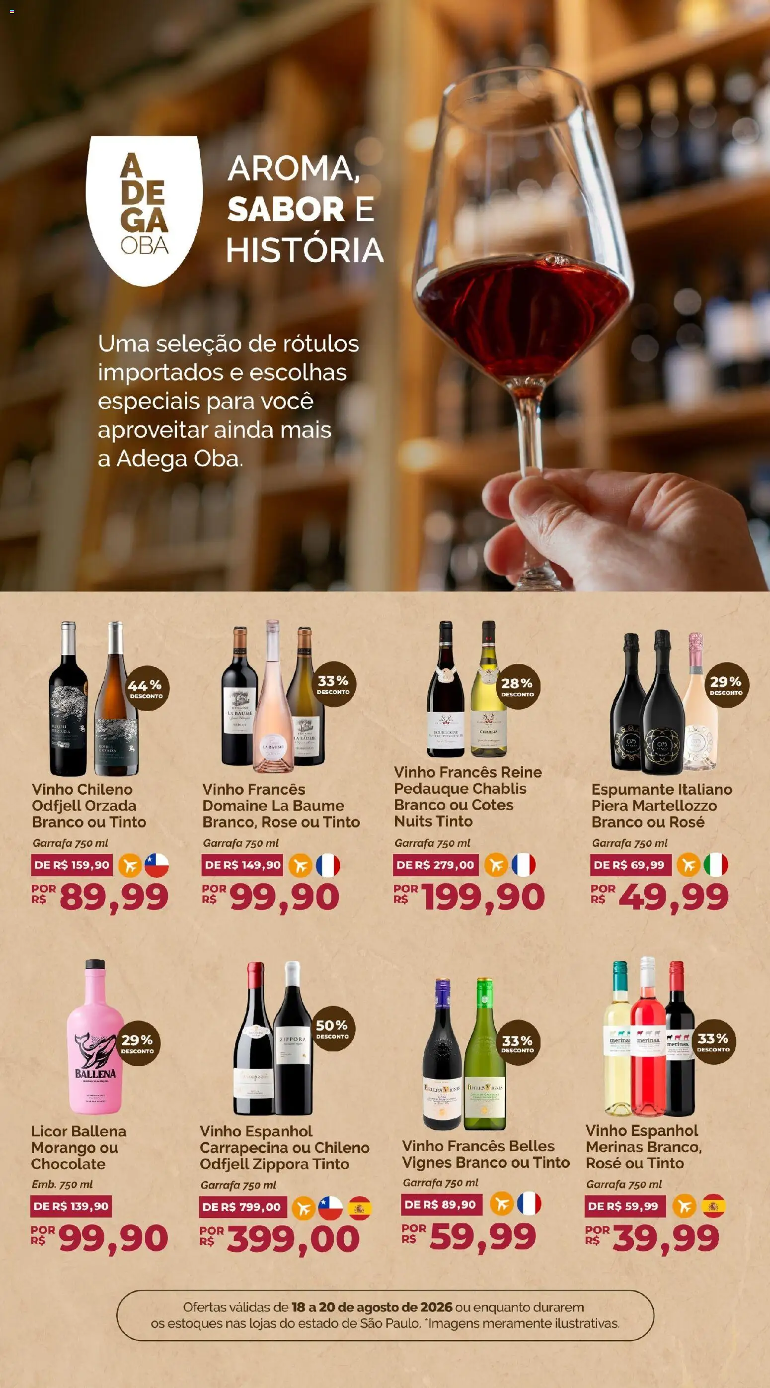 Oba Hortifruti Folheto - válido de 18/08/2026 | Página: 8 | Produtos: Espumante, Licor, Chocolate, Vinho