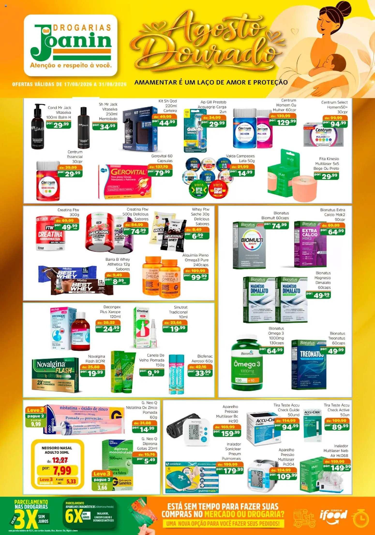 Supermercados Joanin Folheto - válido de 17/08/2026 | Página: 1 | Produtos: Cálcio, Carteira, Sal, Ômega