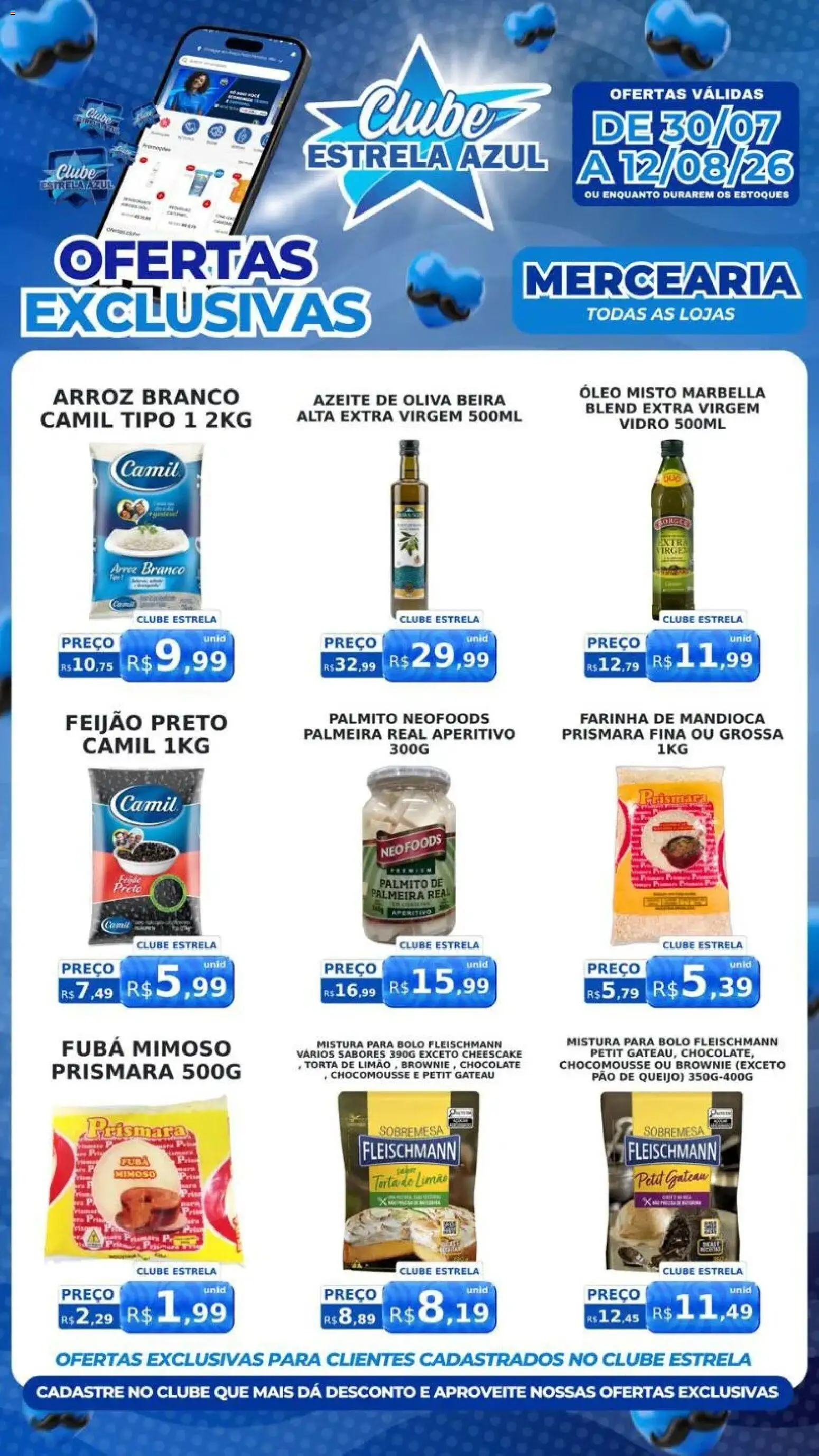 Estrela Azul Folheto - válido de 30/07/2026 | Página: 1 | Produtos: Sobremesa, Chocolate, Azeite de oliva, Mistura para bolo