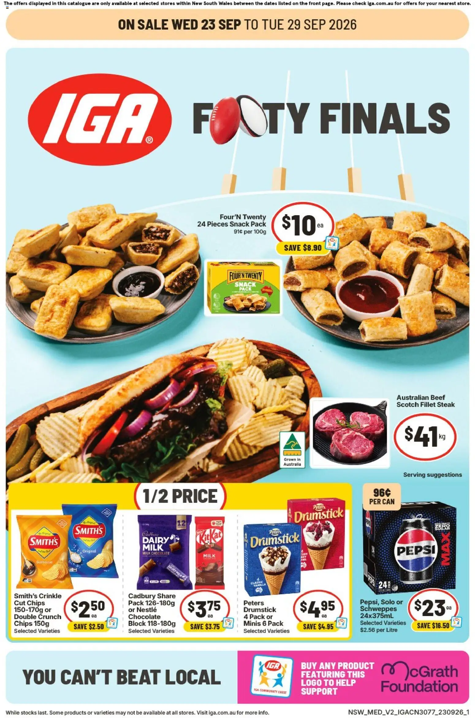 IGA catalogue - valid from 23/09/2026 | Page: 1 | Products: Milk, Dairy, Chocolate, Beef