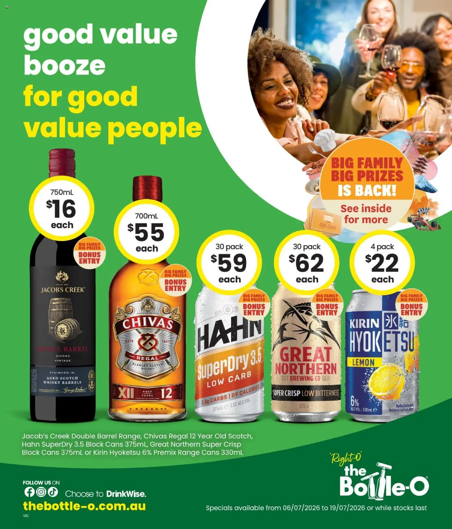 The Bottle-O catalogue - valid from 06/07/2026 | Page: 1 | Products: Juice, Vodka, Lemon, Scotch