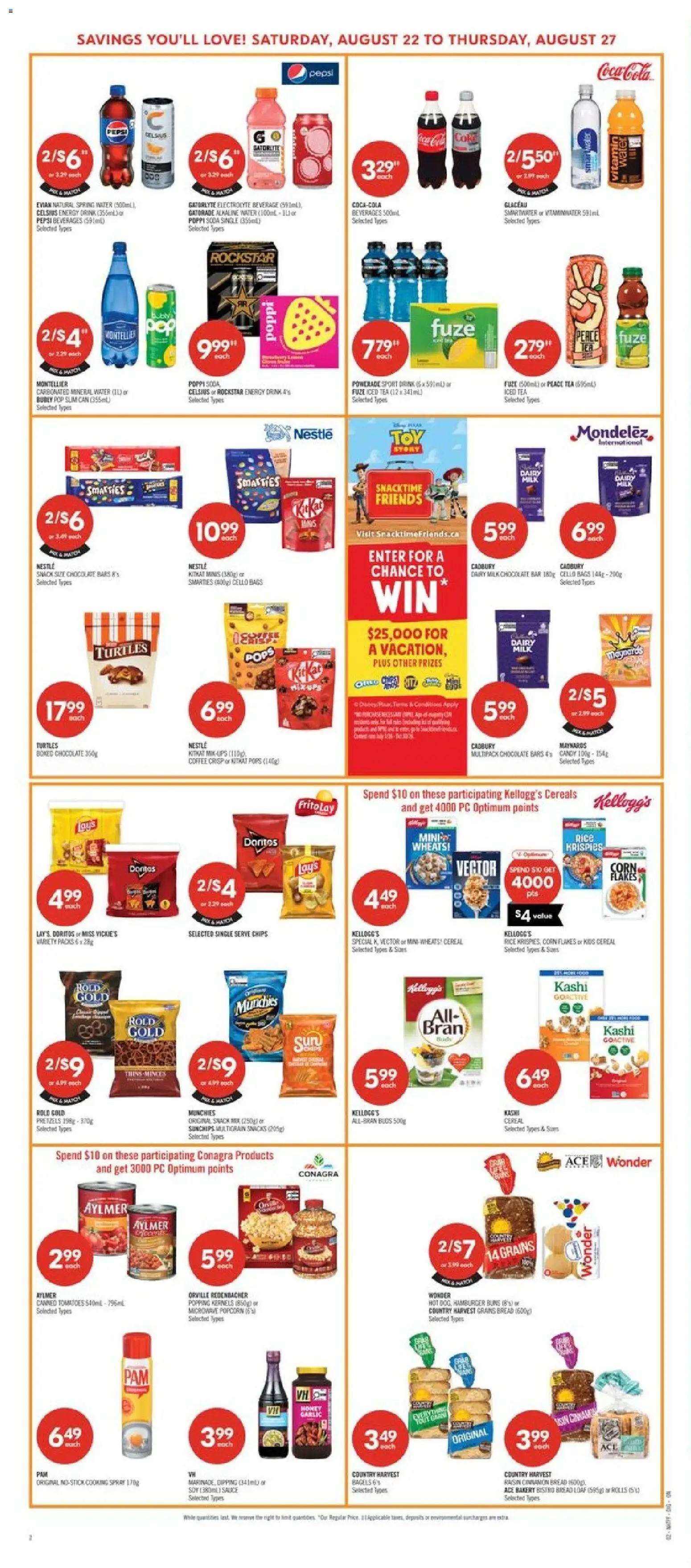 Shoppers flyer valid from Aug 22, 2026 | Page: 7 | Products: Rice, Chips, Chocolate bar, Hamburger