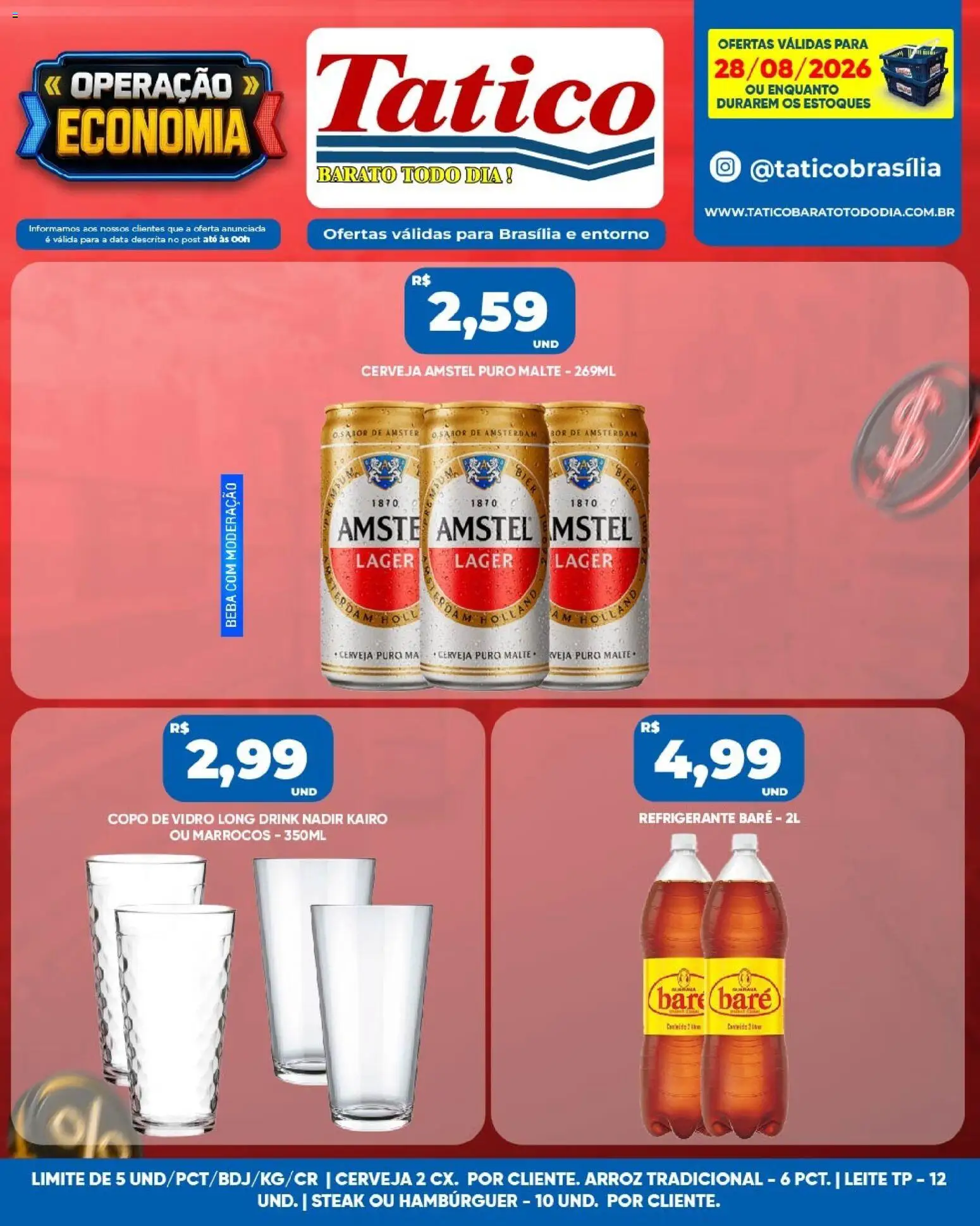 Tatico Folheto - válido de 28/08/2026 | Página: 2 | Produtos: Cerveja, Arroz, Hambúrguer, Refrigerante