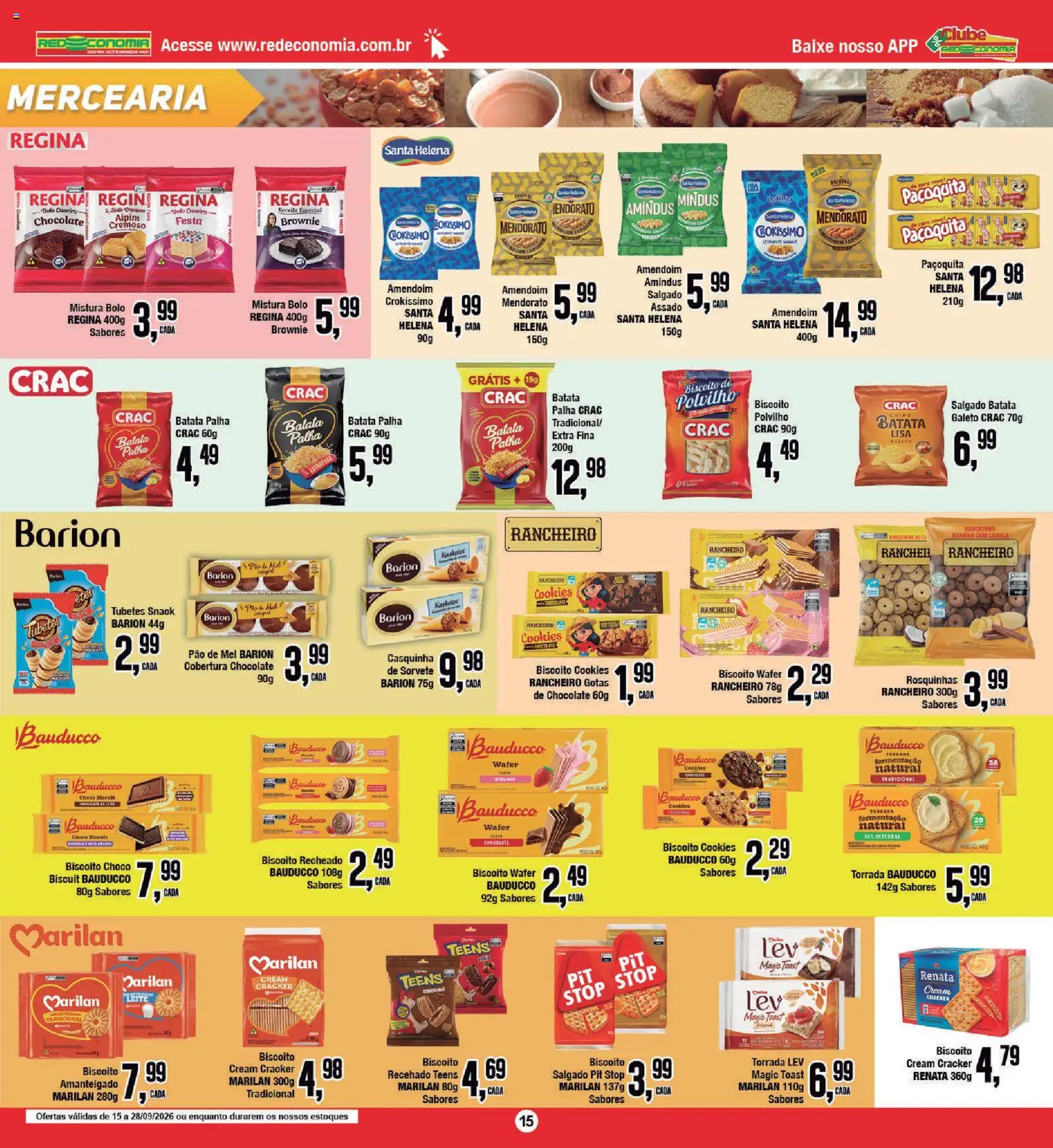 RedEconomia Folheto - válido de 14/09/2026 | Página: 15 | Produtos: Aipim, Biscoito, Cookies, Biscoito recheado