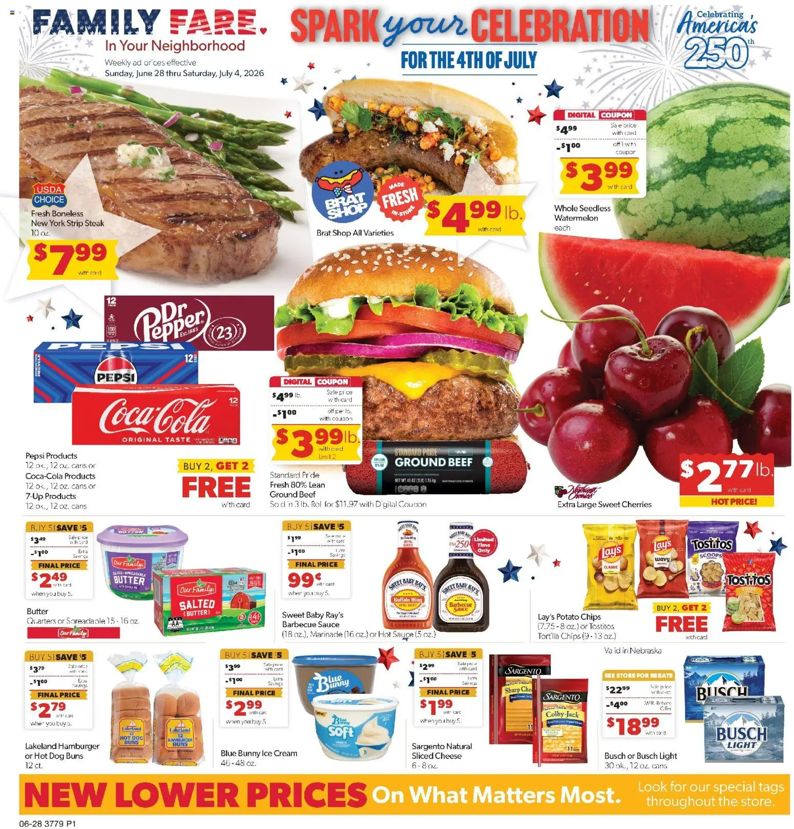 Family Fare Weekly Ad - NE - valid from 06/28/2026 | Page: 1 | Products: Butter, Cheese, Cream, Ice cream