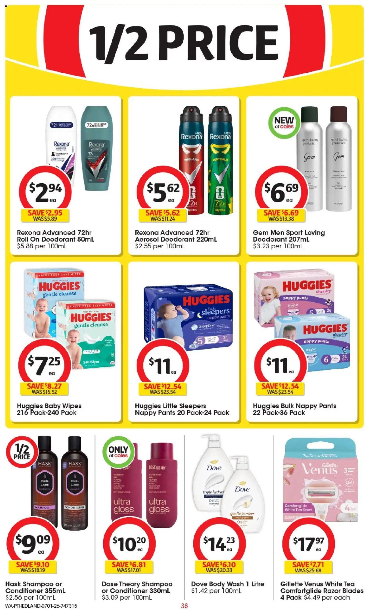 Coles catalogue - valid from 01/07/2026 | Page: 38 | Products: Shampoo, Conditioner, Tea, Razor