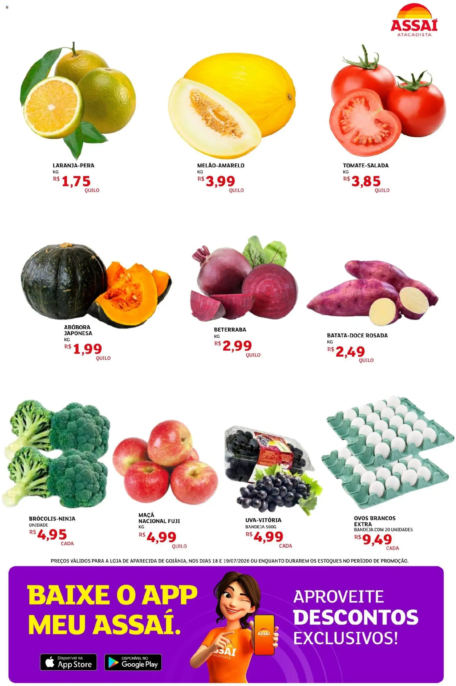 Assaí Atacadista Folheto - válido de 18/07/2026 | Página: 3 | Produtos: Abóbora, Beterraba, Ovos, Bandeja
